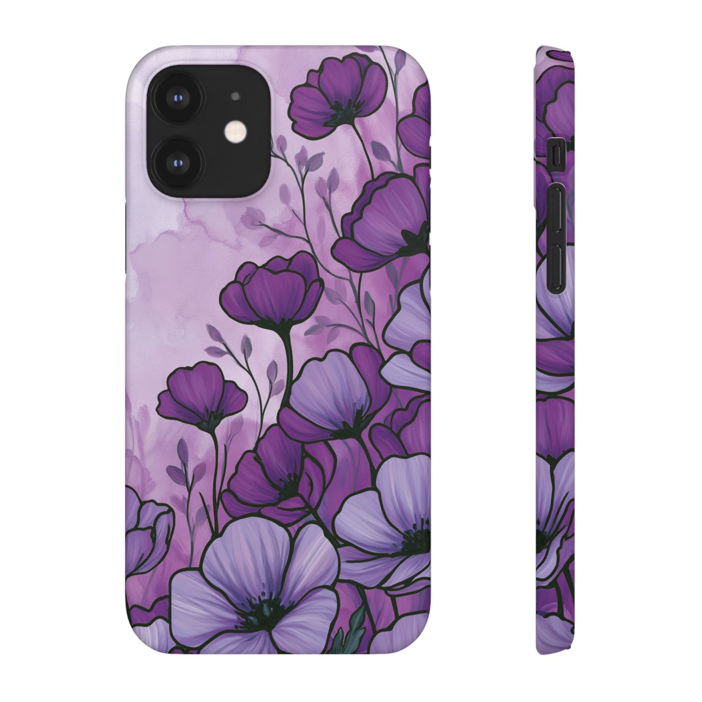 Purple Floral Phone Case – Violet Watercolor Poppy Snap Case