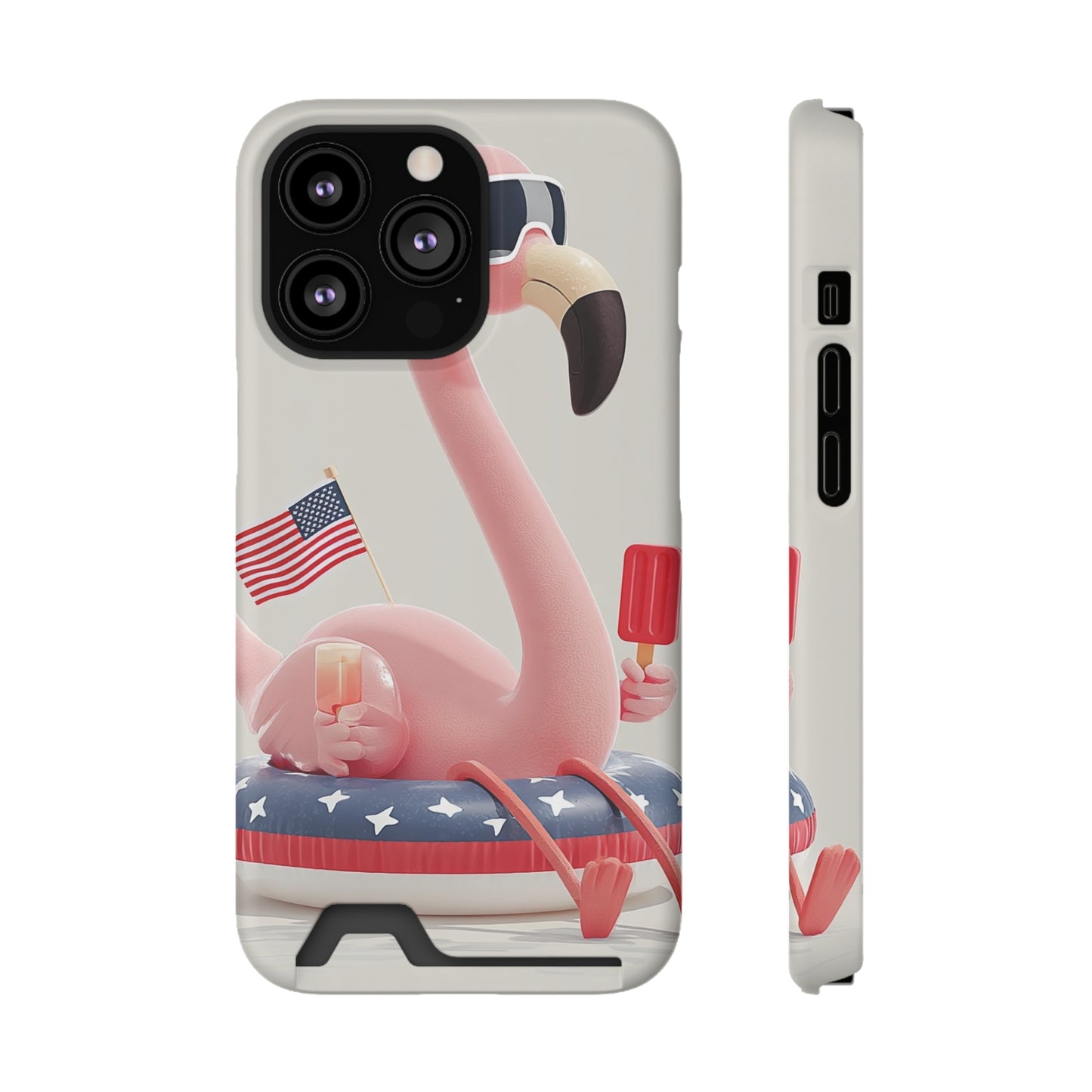 Summer Vibes Phone Case with Card Holder, Cute Flamingo Design, Tropical Cell Phone Accessory, Beach Lover Gift, Fun Summer Accessory, [...]