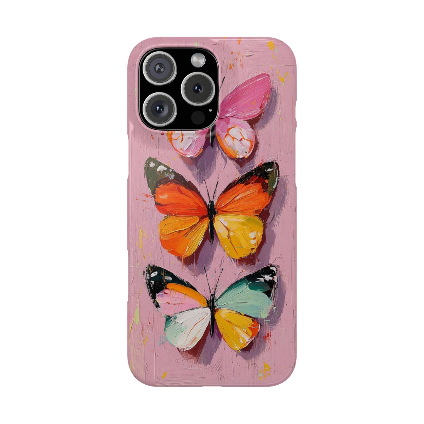 Pink Butterfly Snap Case Cover For iPhone and Samsung