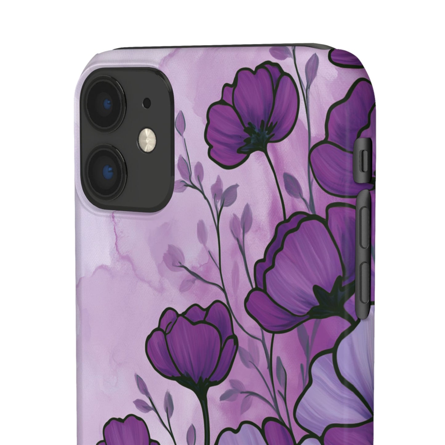 Purple Floral Phone Case – Violet Watercolor Poppy Snap Case