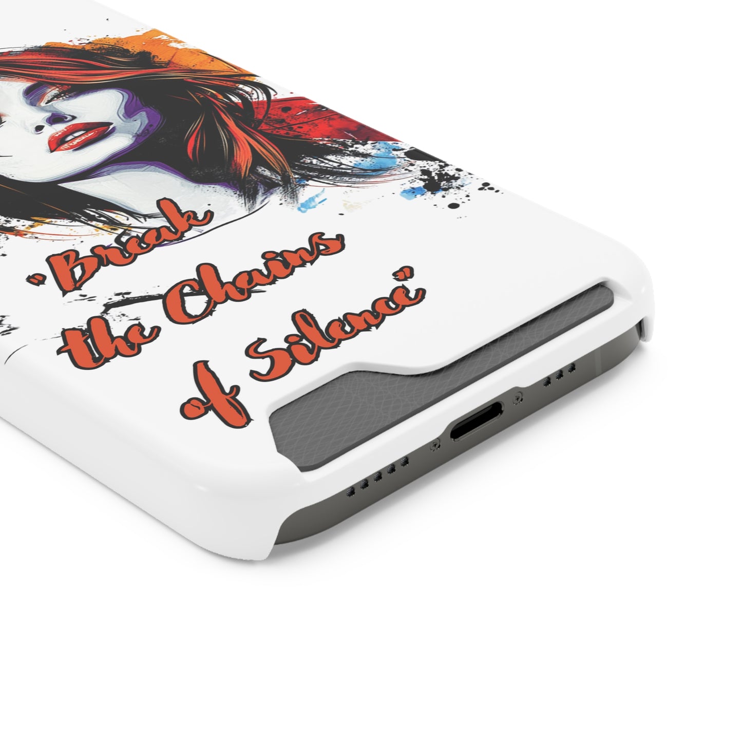 Artistic Phone Case With Card Holder for Empowerment | Break the Chains of Silence, Trendy Gift for Friends, Unique Phone Accessories, [...]