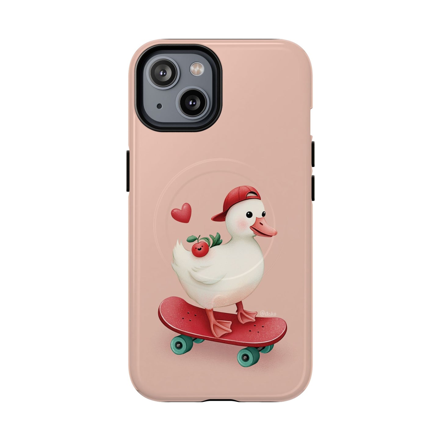 Duck Skateboard Magnetic Phone Case — Cute Pink Protective iPhone Cover