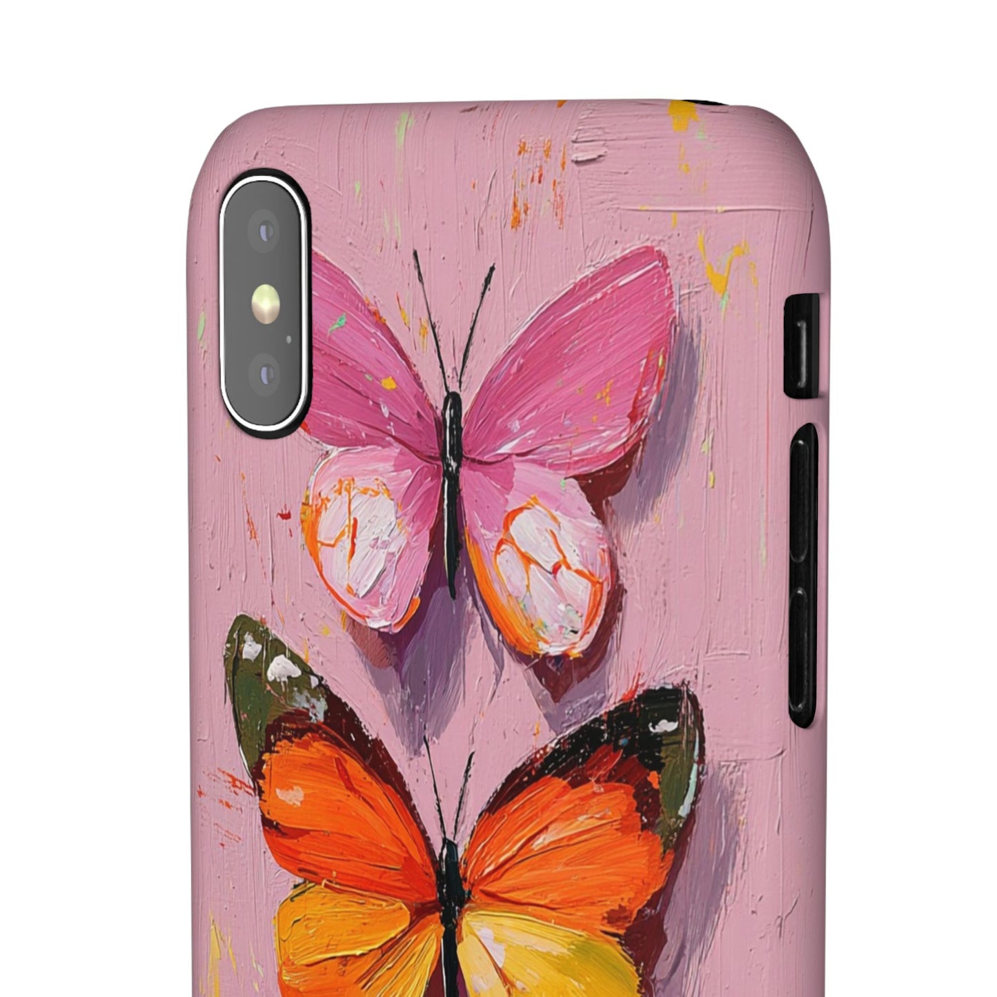 Pink Butterfly Snap Case Cover For iPhone and Samsung