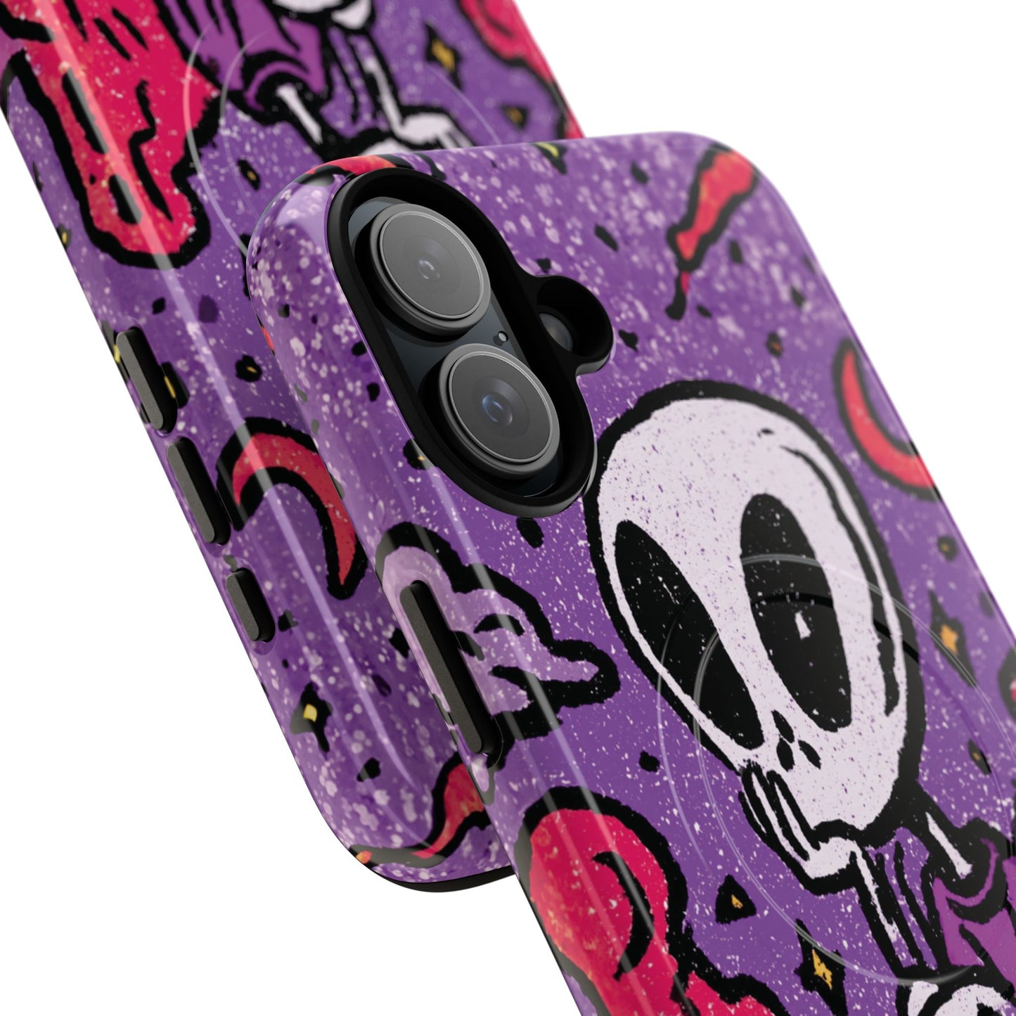 Alien Mushroom Phone Case — Cute Skeletal Space Illustration Tough Magnetic Case