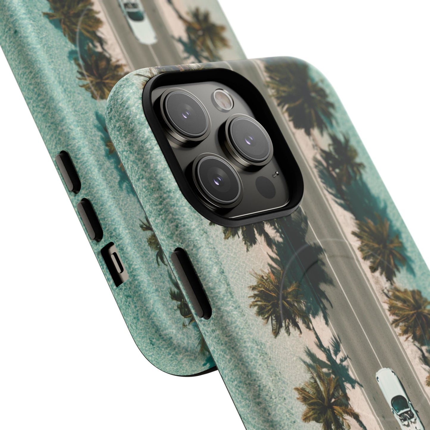 Palm Road Tough Magnetic Phone Case — Coastal Aerial Car Design