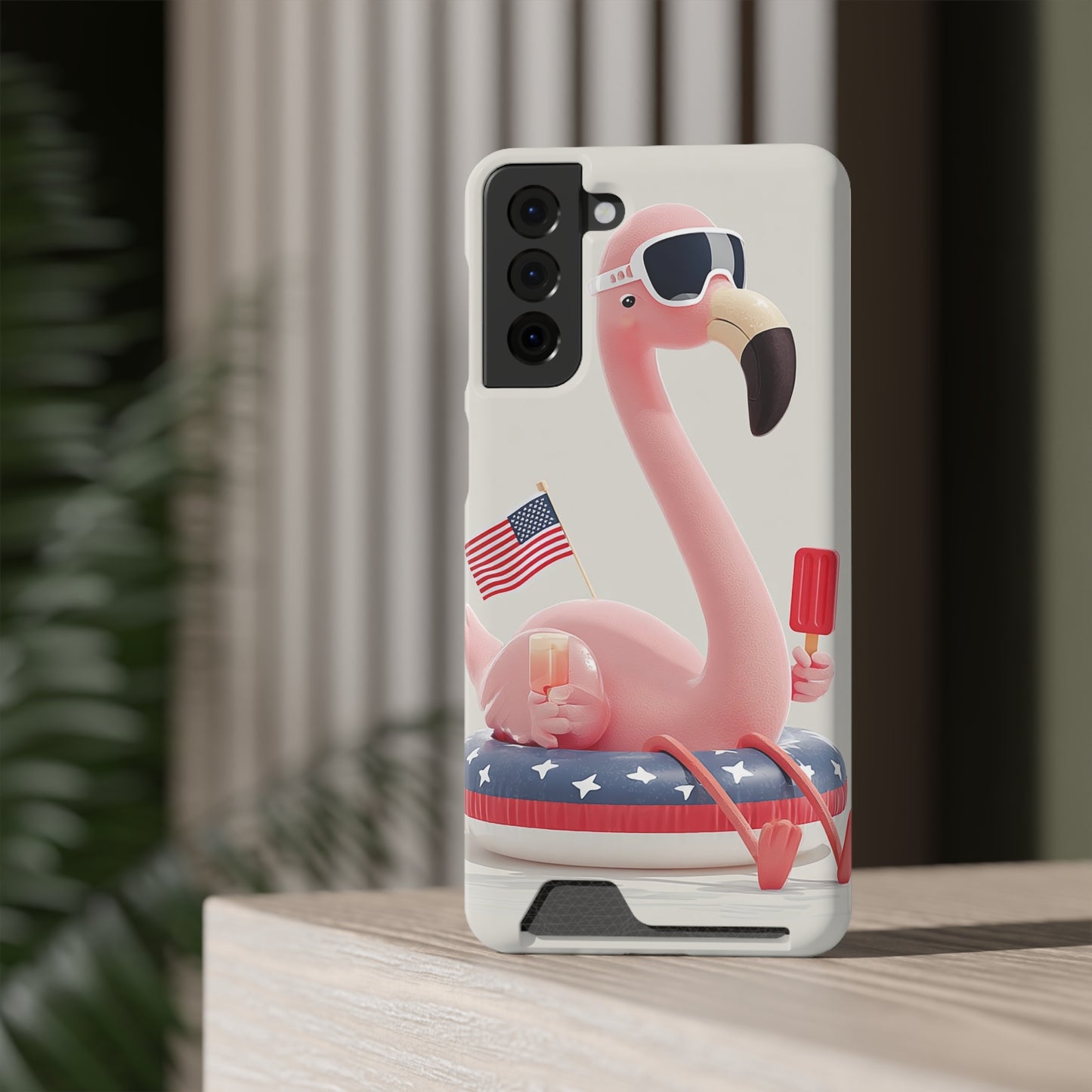 Summer Vibes Phone Case with Card Holder, Cute Flamingo Design, Tropical Cell Phone Accessory, Beach Lover Gift, Fun Summer Accessory, [...]