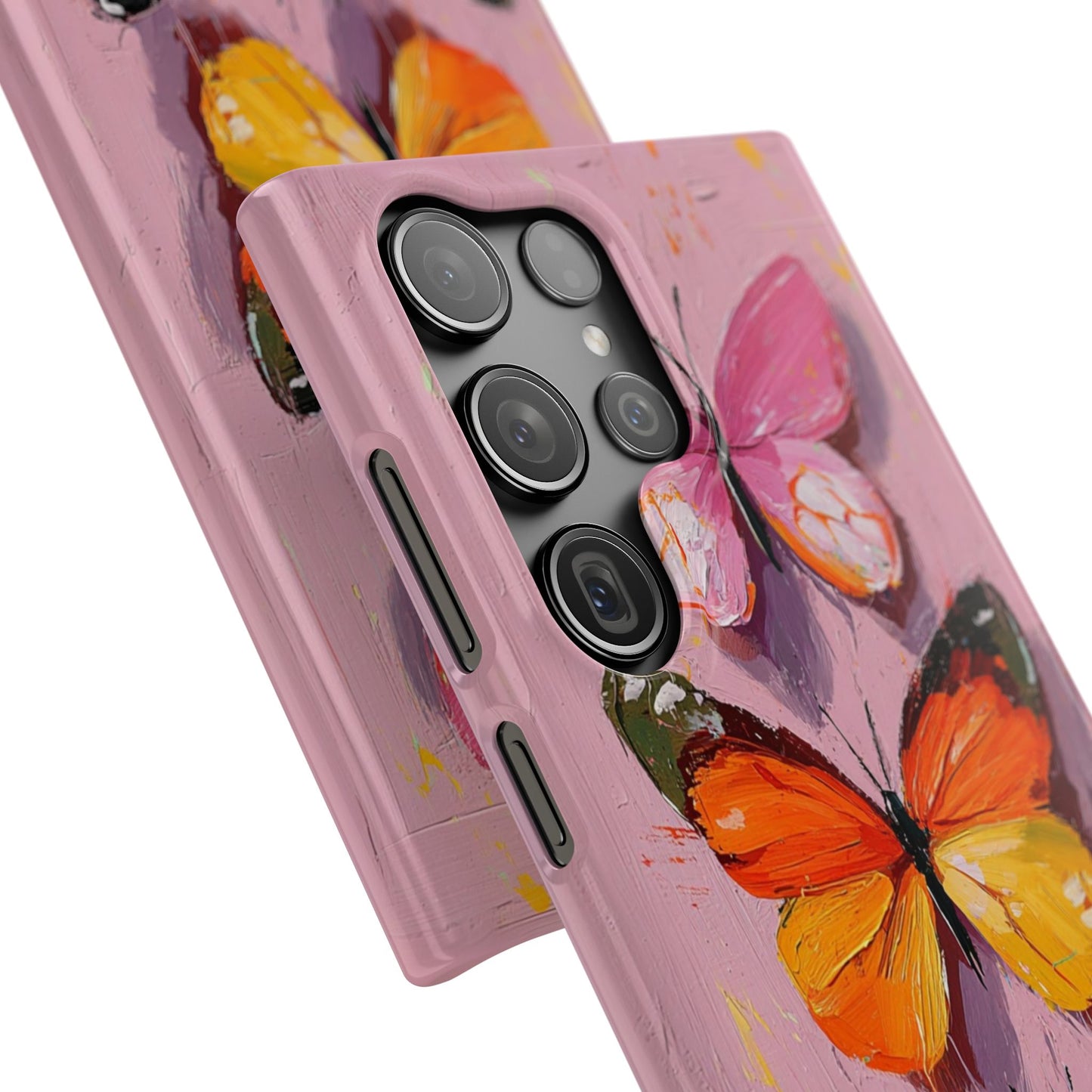 Pink Butterfly Snap Case Cover For iPhone and Samsung