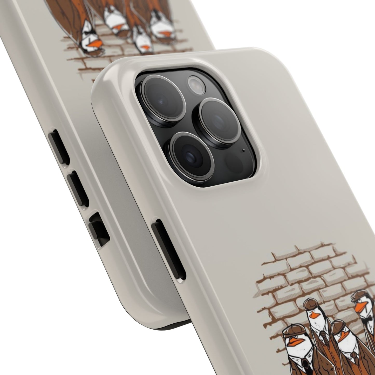 Penguin Blinders Vintage Grey Phone Case | iPhone 17 Tough Case