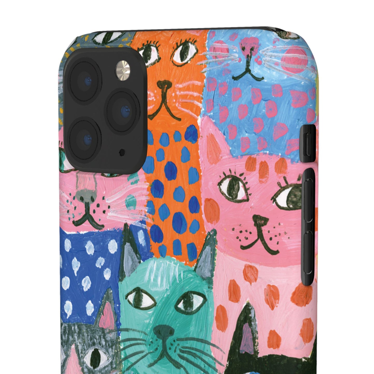 Colorful Cat Pattern Phone Case – Cute Multicolor Kitty Snap Case