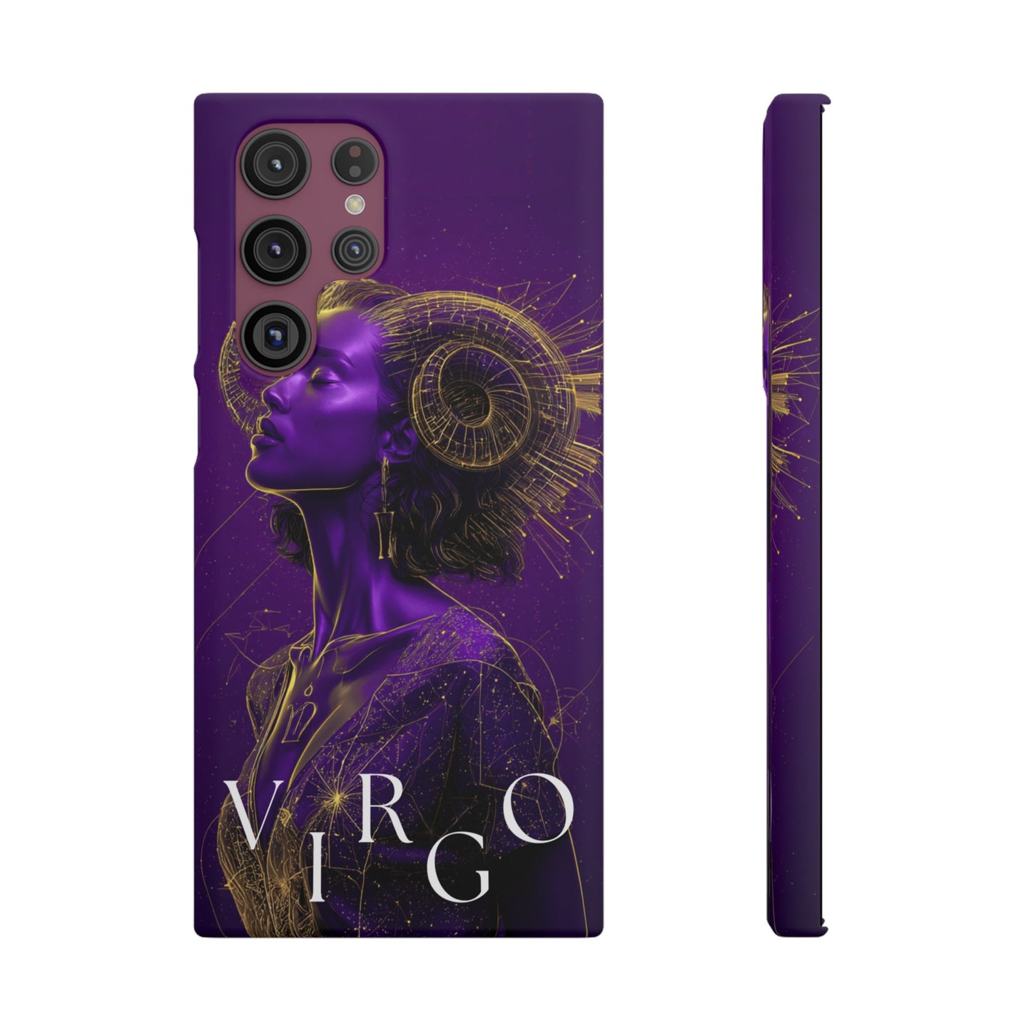 Purple & Gold Celestial Virgo Phone Case – Snap Cover for Samsung & iPhone