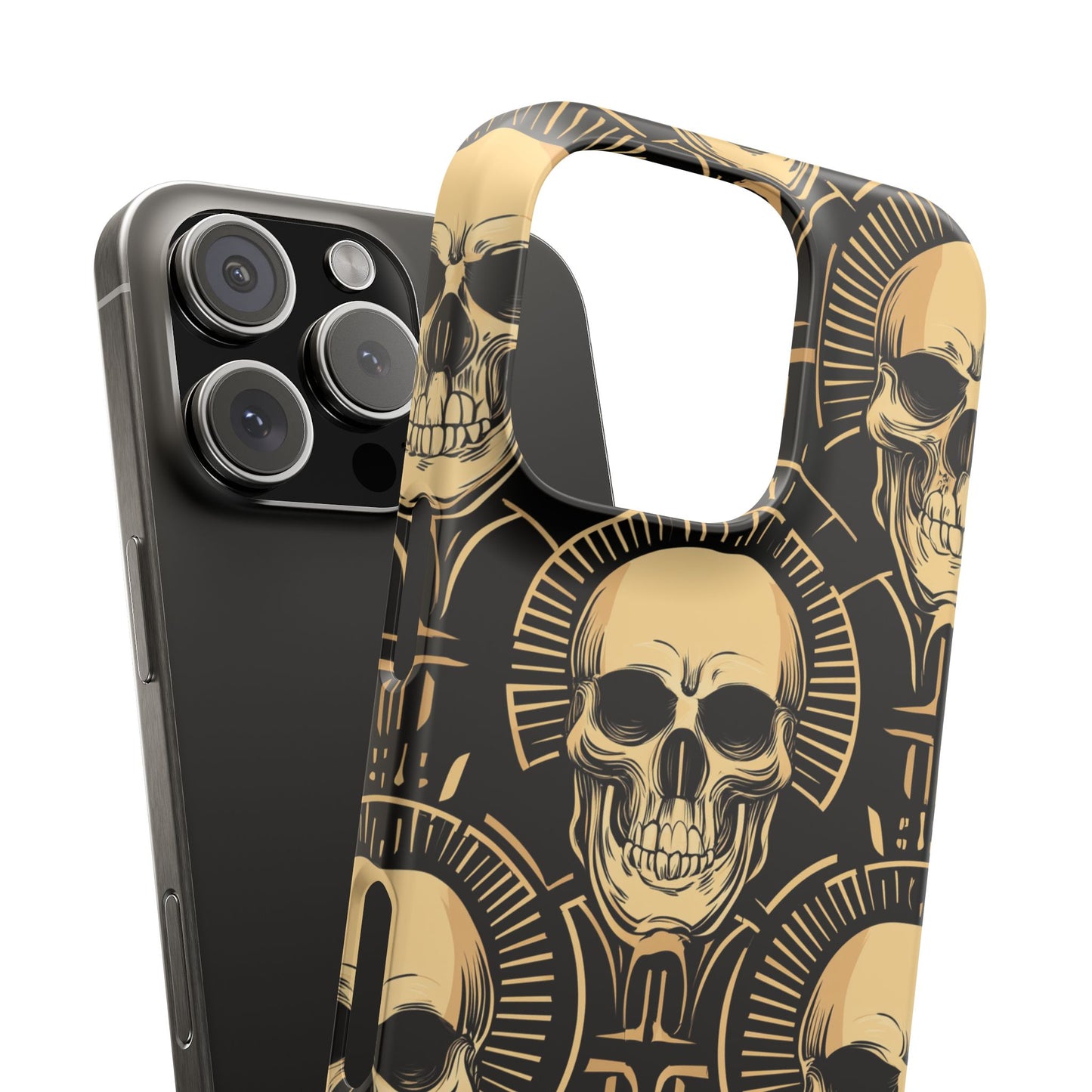 Skull Print Snap Case, Edgy Phone Cover for Goth Lovers, Protective Shell for Halloween, Unique Gift for Him or Her