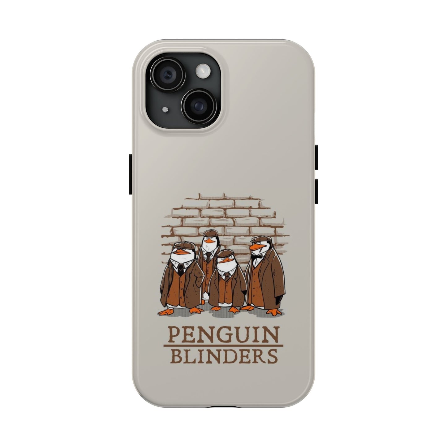 Penguin Blinders Vintage Grey Phone Case | iPhone 17 Tough Case