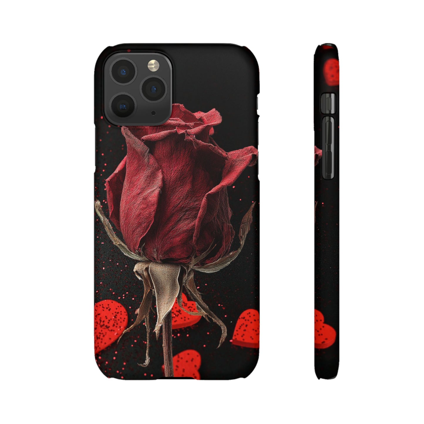 Romantic Rose Snap Case, Floral Phone Cover, Valentines Day Gift, Trendy Mobile Accessory, Heart Design Case, Elegant Phone Protector
