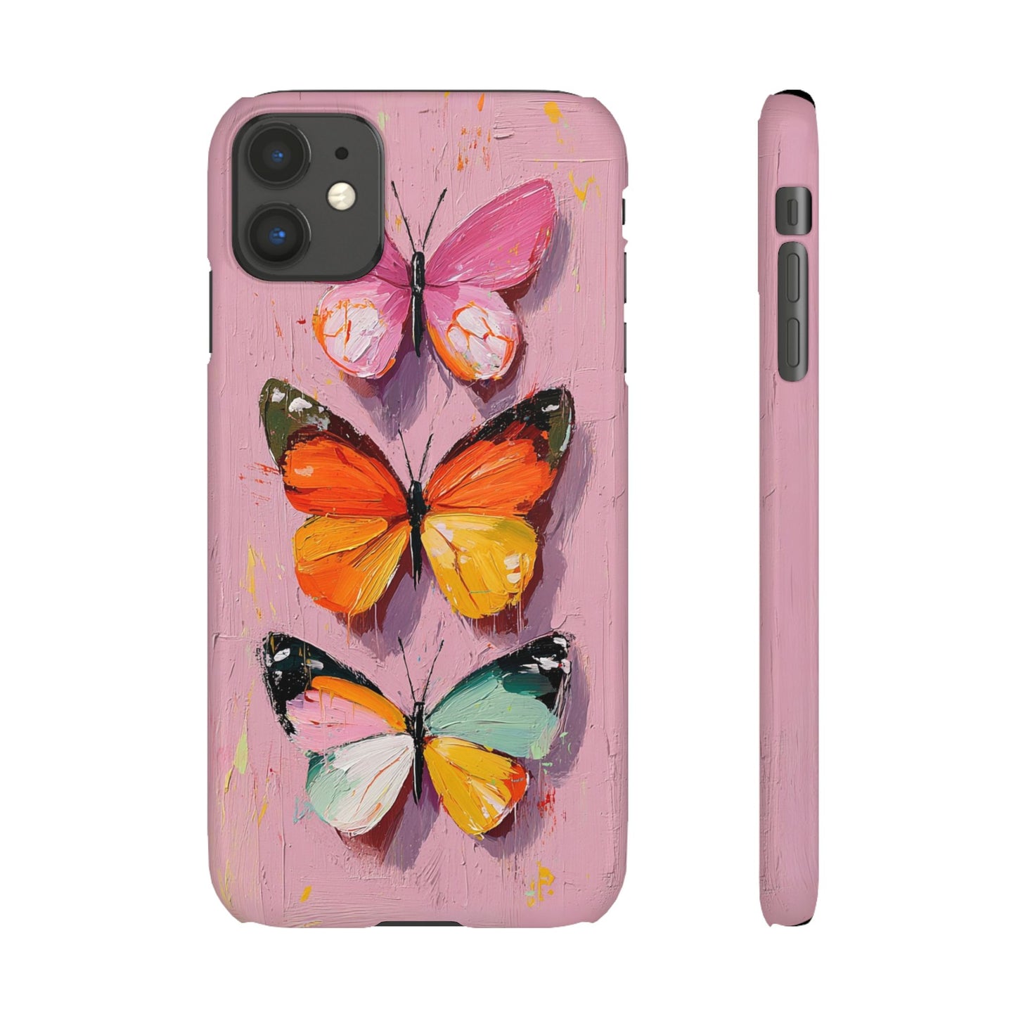 Pink Butterfly Snap Case Cover For iPhone and Samsung