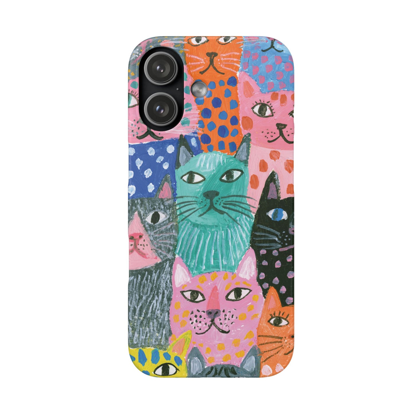 Colorful Cat Pattern Phone Case – Cute Multicolor Kitty Snap Case
