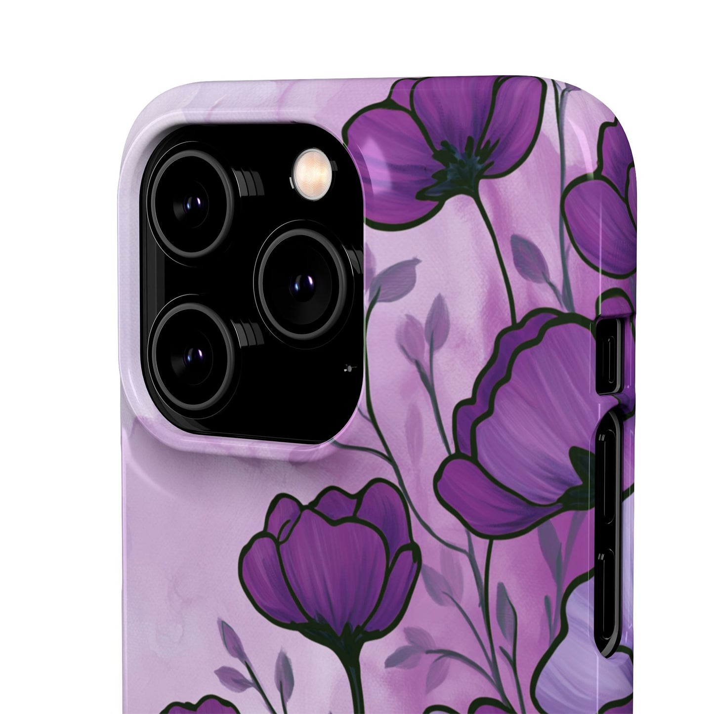 Purple Floral Phone Case – Violet Watercolor Poppy Snap Case