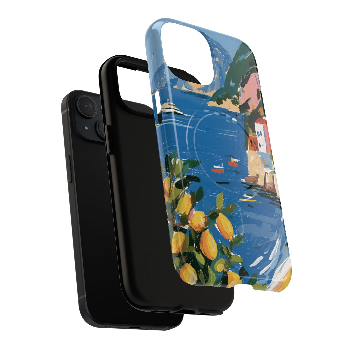 Mediterranean Seaside Phone Case — Painterly Lemon Coast Tough Magnetic Case
