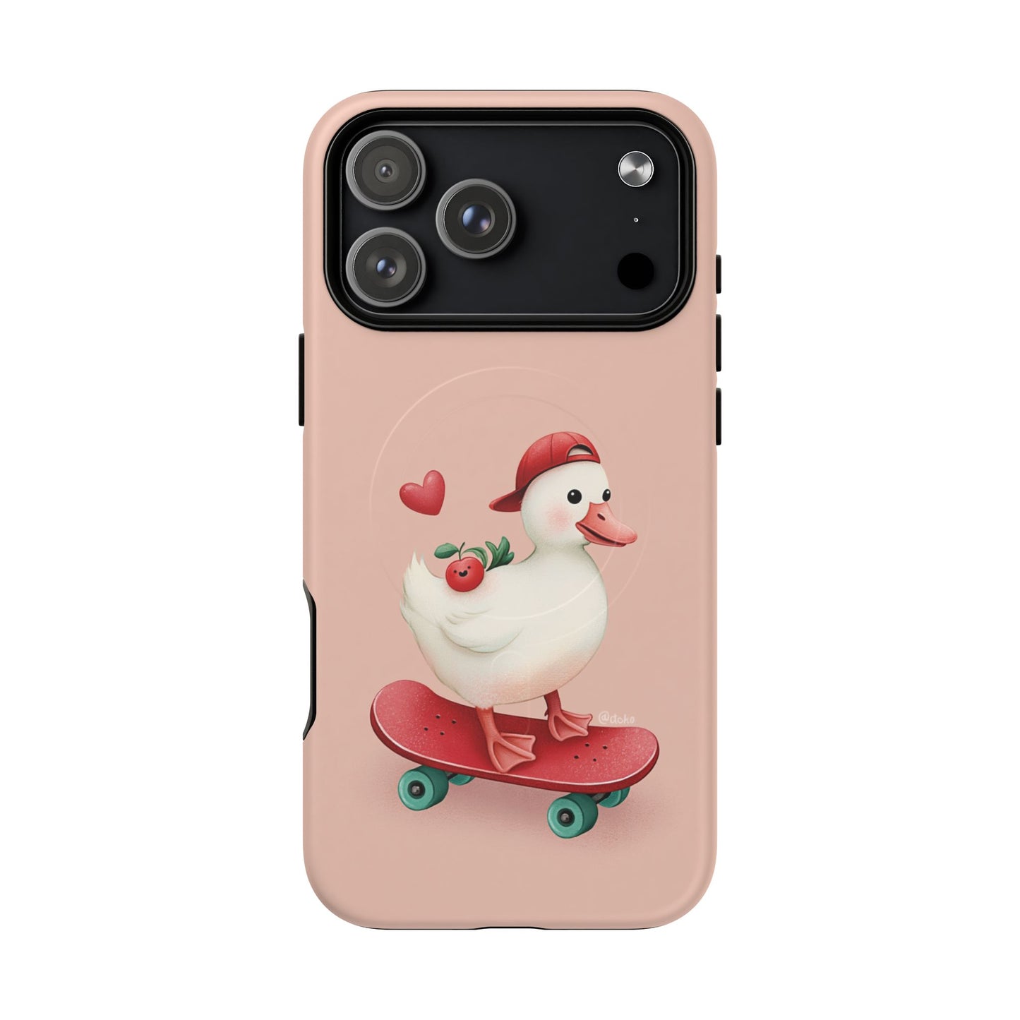 Duck Skateboard Magnetic Phone Case — Cute Pink Protective iPhone Cover