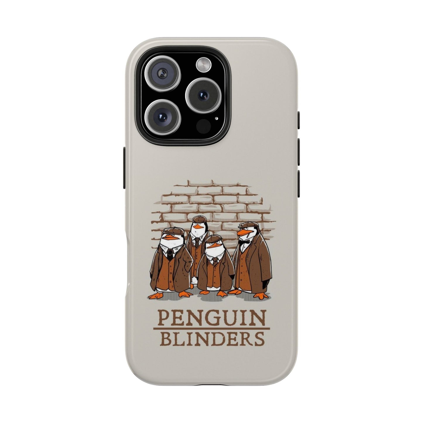 Penguin Blinders Vintage Grey Phone Case | iPhone 17 Tough Case