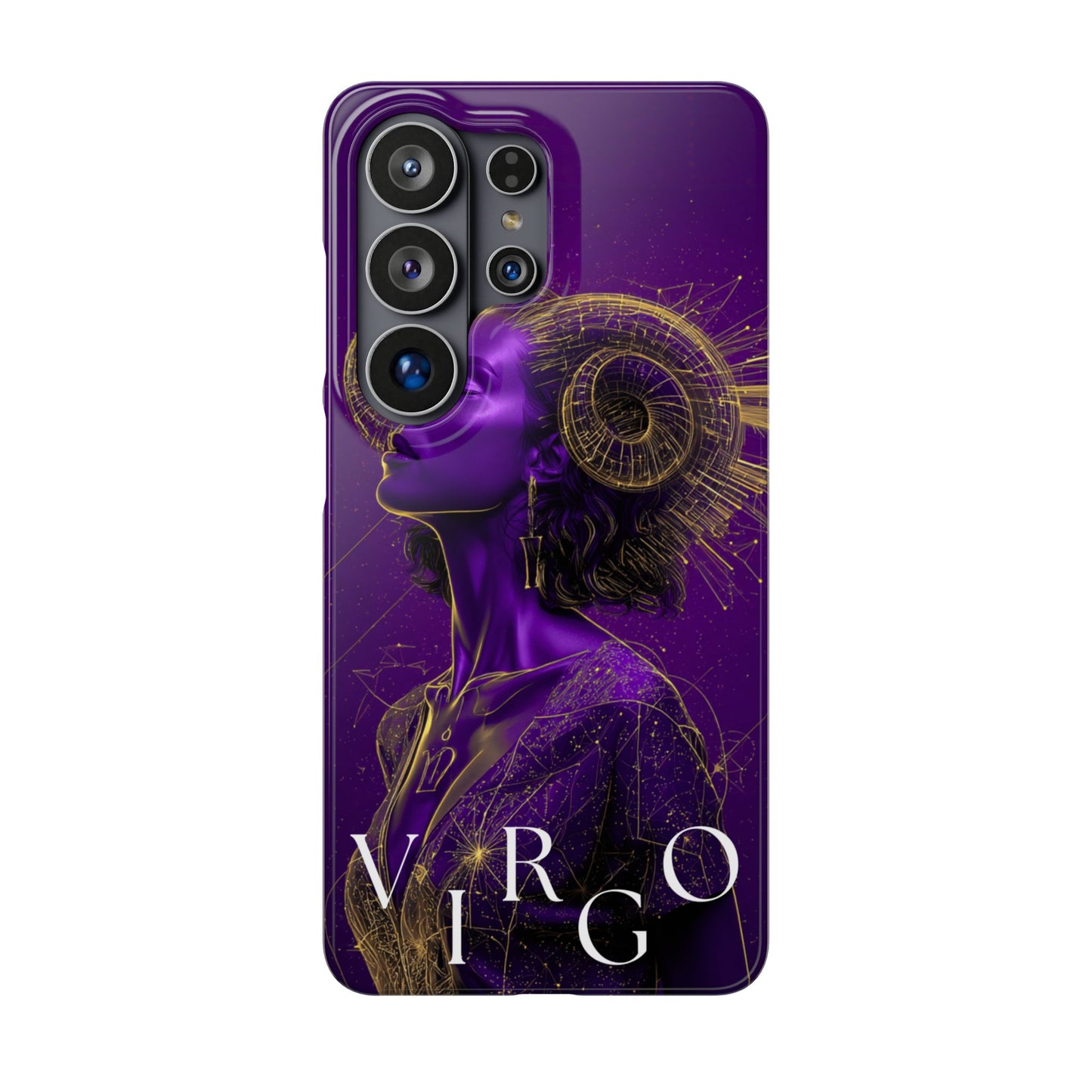 Purple & Gold Celestial Virgo Phone Case – Snap Cover for Samsung & iPhone