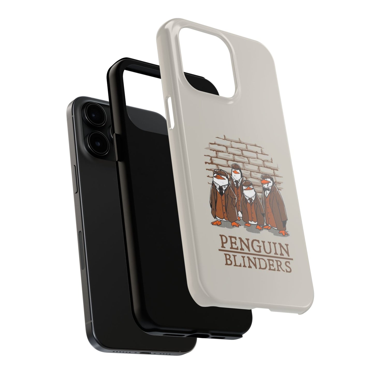 Penguin Blinders Vintage Grey Phone Case | iPhone 17 Tough Case