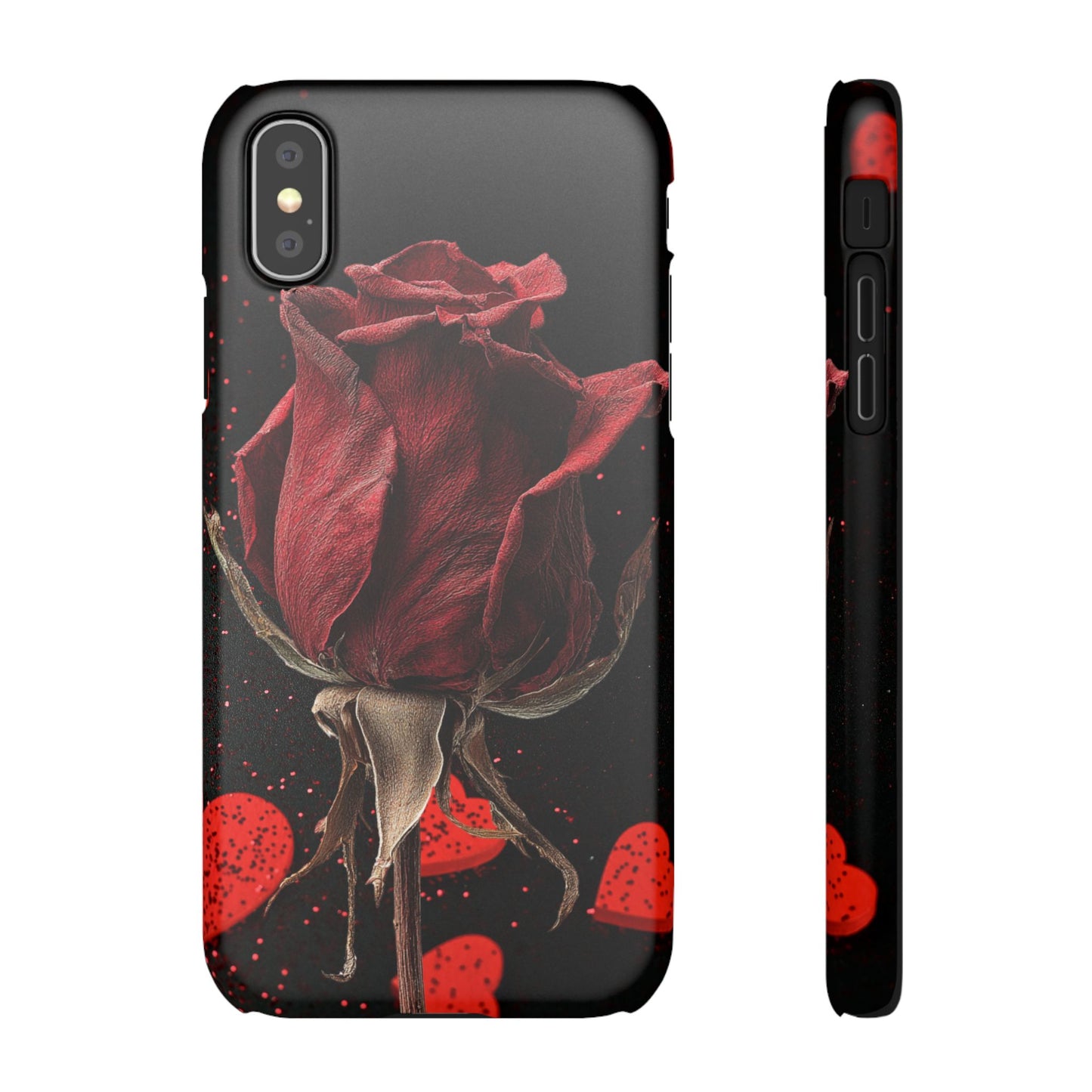Romantic Rose Snap Case, Floral Phone Cover, Valentines Day Gift, Trendy Mobile Accessory, Heart Design Case, Elegant Phone Protector