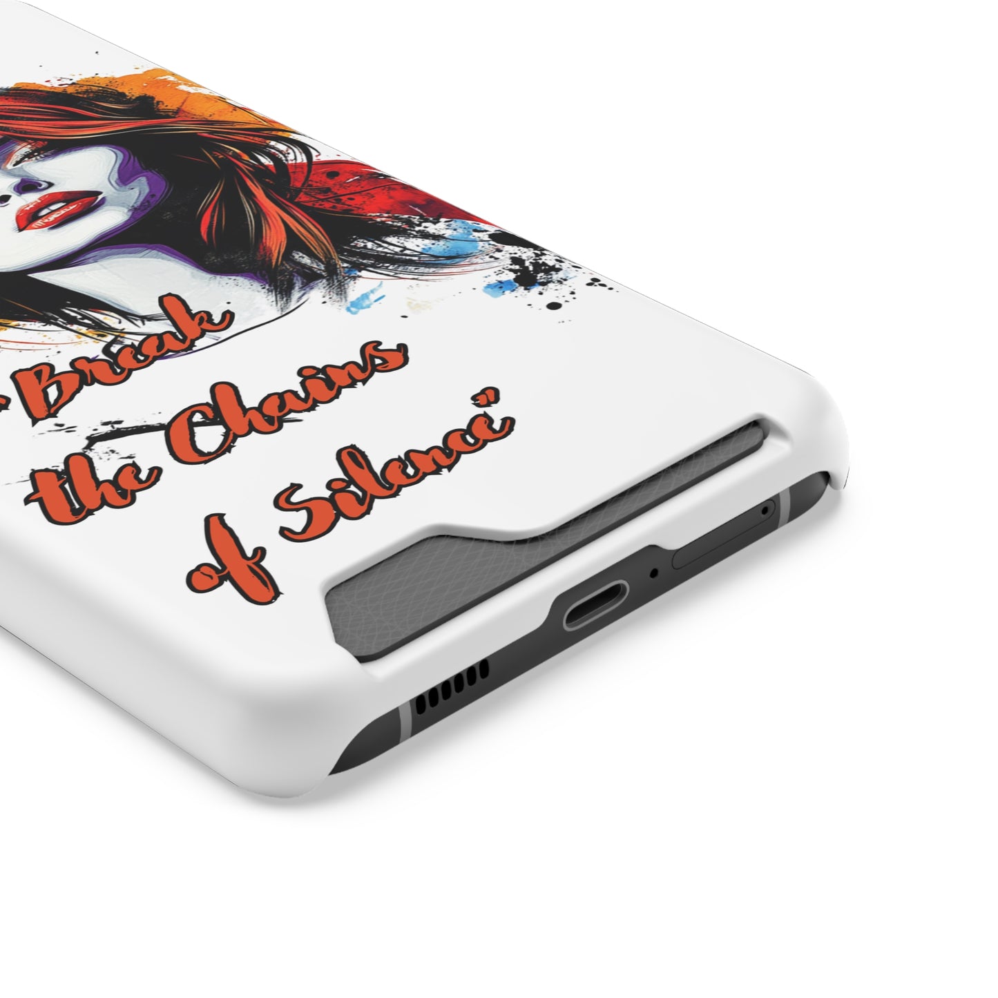 Artistic Phone Case With Card Holder for Empowerment | Break the Chains of Silence, Trendy Gift for Friends, Unique Phone Accessories, [...]