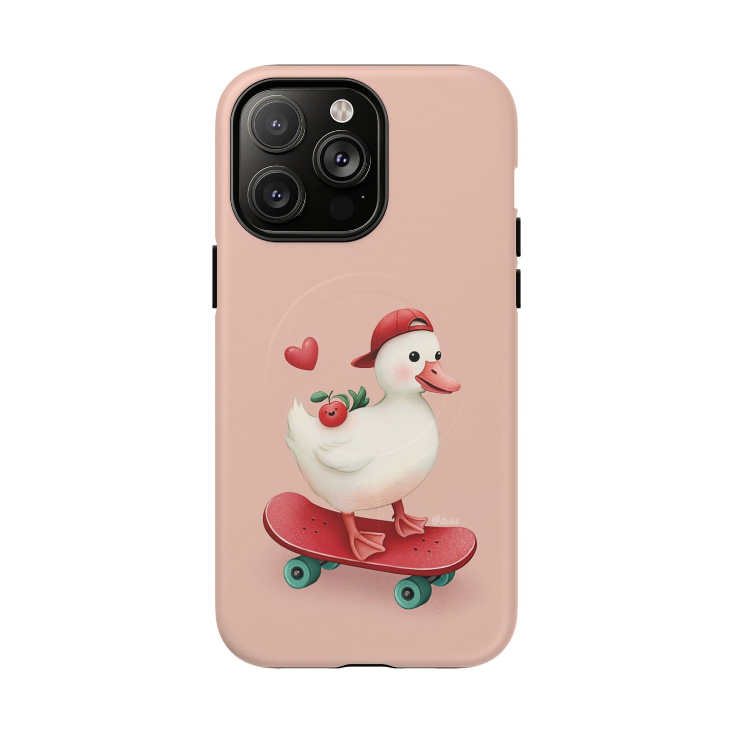 Duck Skateboard Magnetic Phone Case — Cute Pink Protective iPhone Cover
