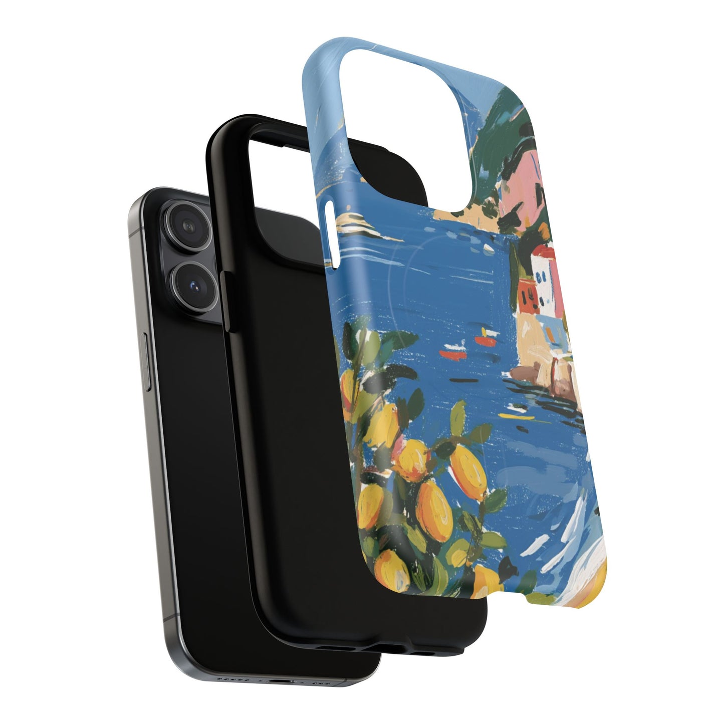 Mediterranean Seaside Phone Case — Painterly Lemon Coast Tough Magnetic Case