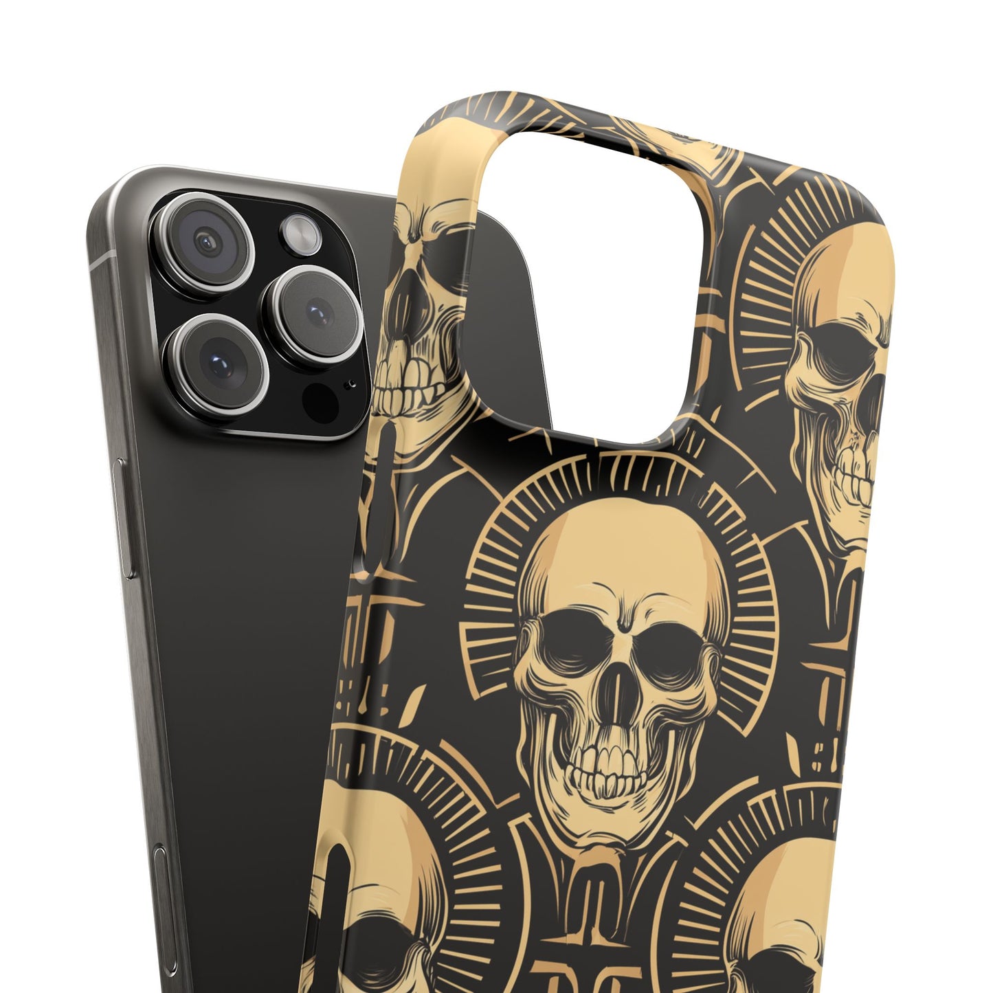 Skull Print Snap Case, Edgy Phone Cover for Goth Lovers, Protective Shell for Halloween, Unique Gift for Him or Her