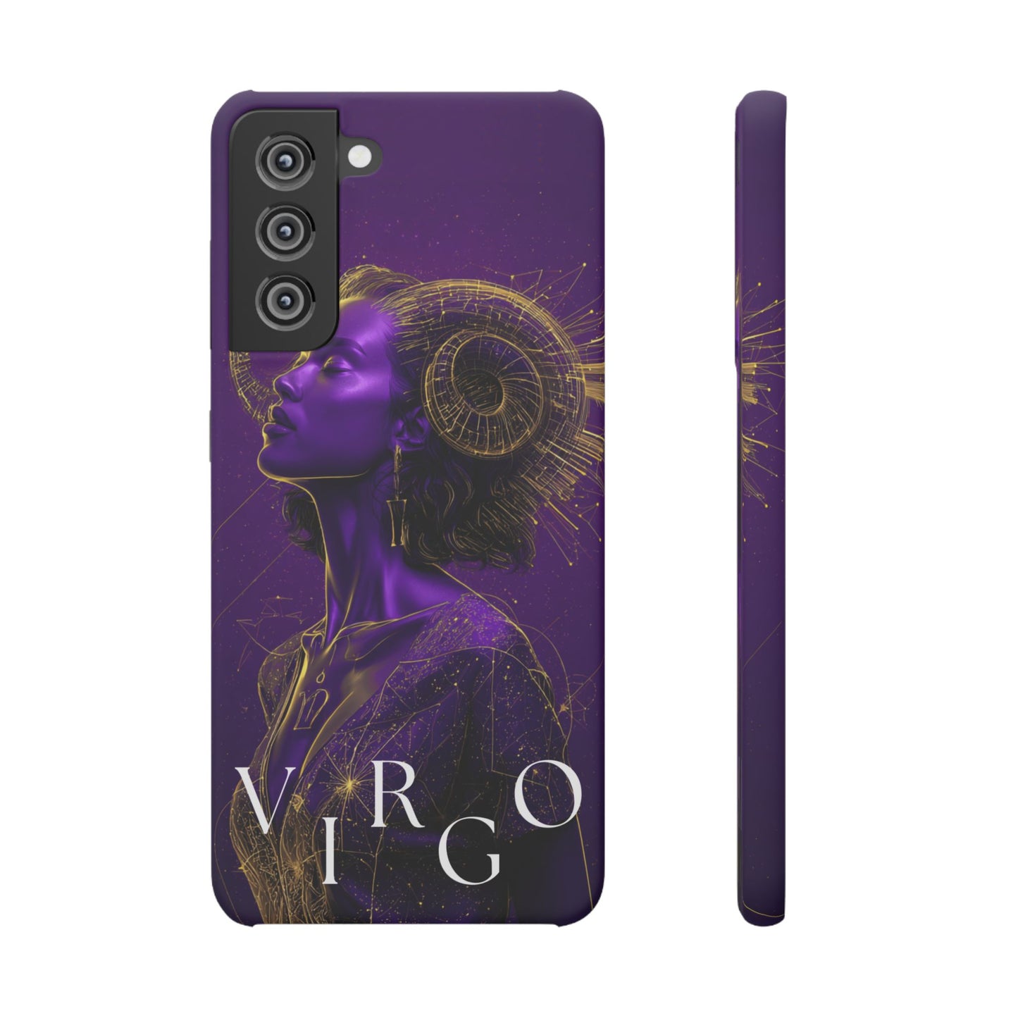 Purple & Gold Celestial Virgo Phone Case – Snap Cover for Samsung & iPhone