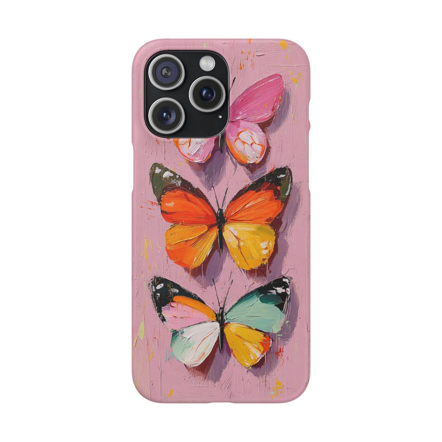 Pink Butterfly Snap Case Cover For iPhone and Samsung