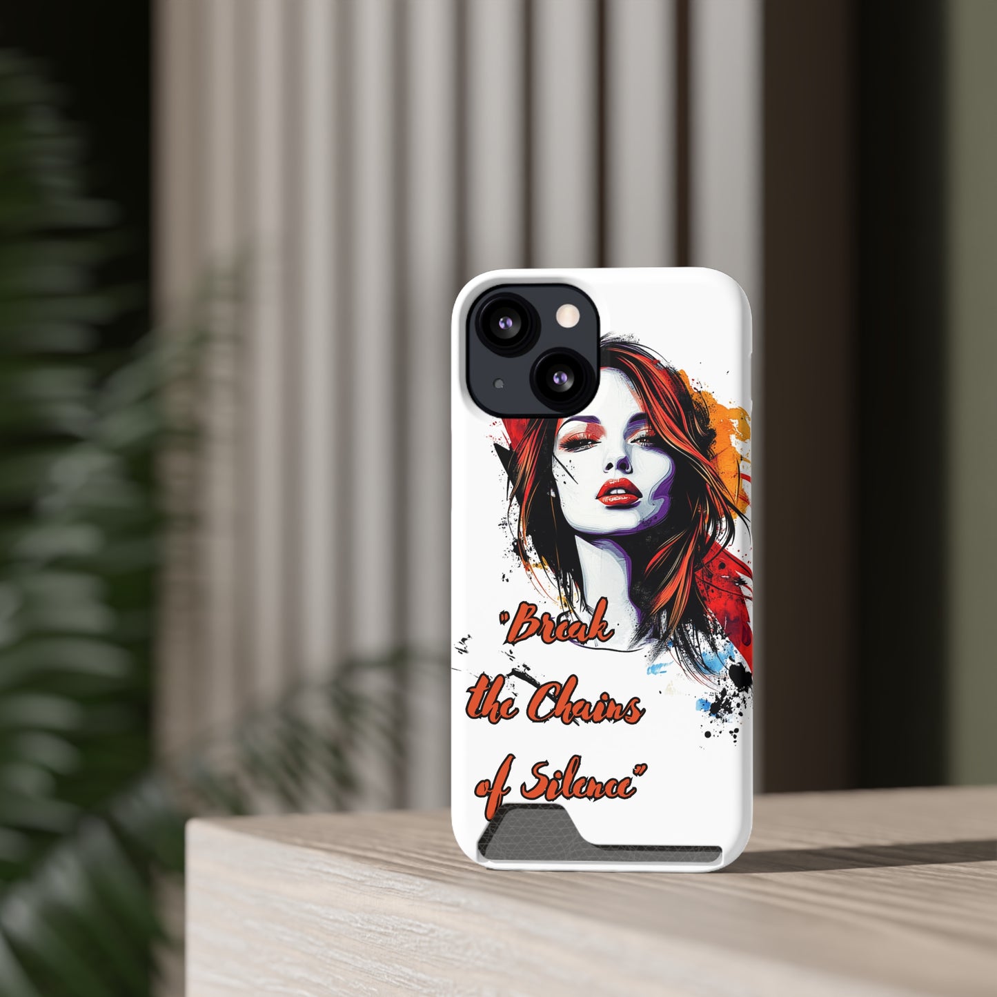 Artistic Phone Case With Card Holder for Empowerment | Break the Chains of Silence, Trendy Gift for Friends, Unique Phone Accessories, [...]