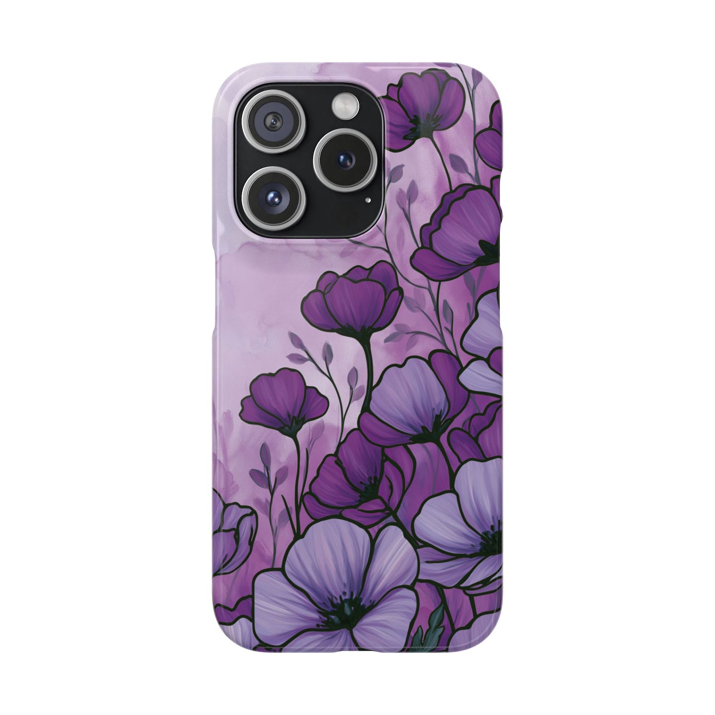 Purple Floral Phone Case – Violet Watercolor Poppy Snap Case