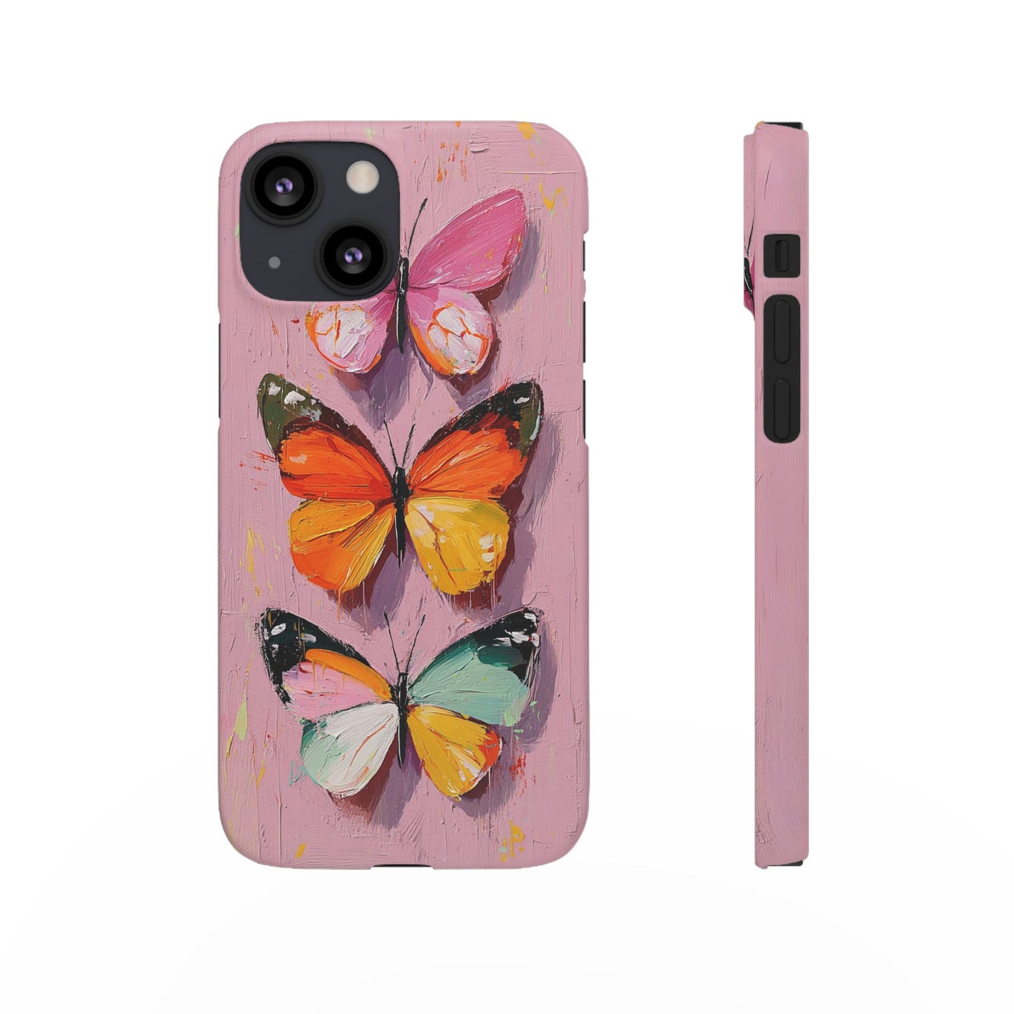 Pink Butterfly Snap Case Cover For iPhone and Samsung