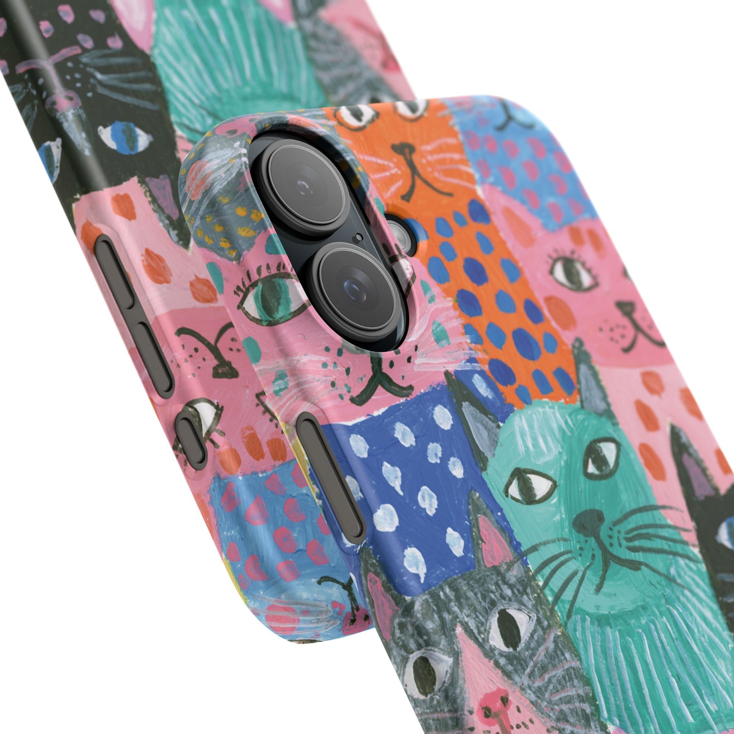Colorful Cat Pattern Phone Case – Cute Multicolor Kitty Snap Case