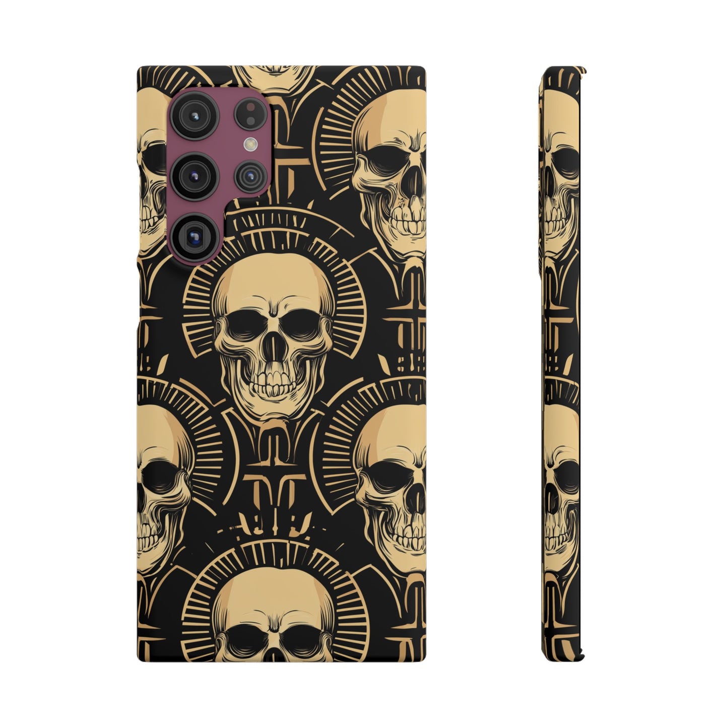 Skull Print Snap Case, Edgy Phone Cover for Goth Lovers, Protective Shell for Halloween, Unique Gift for Him or Her