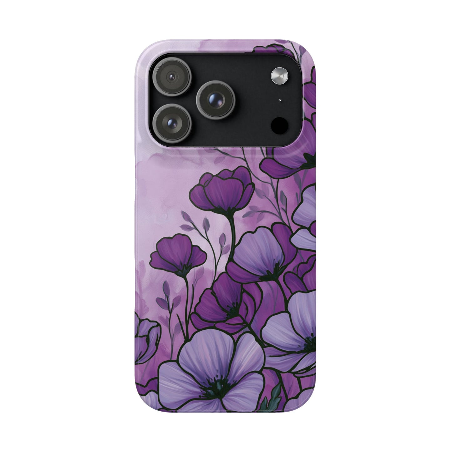 Purple Floral Phone Case – Violet Watercolor Poppy Snap Case
