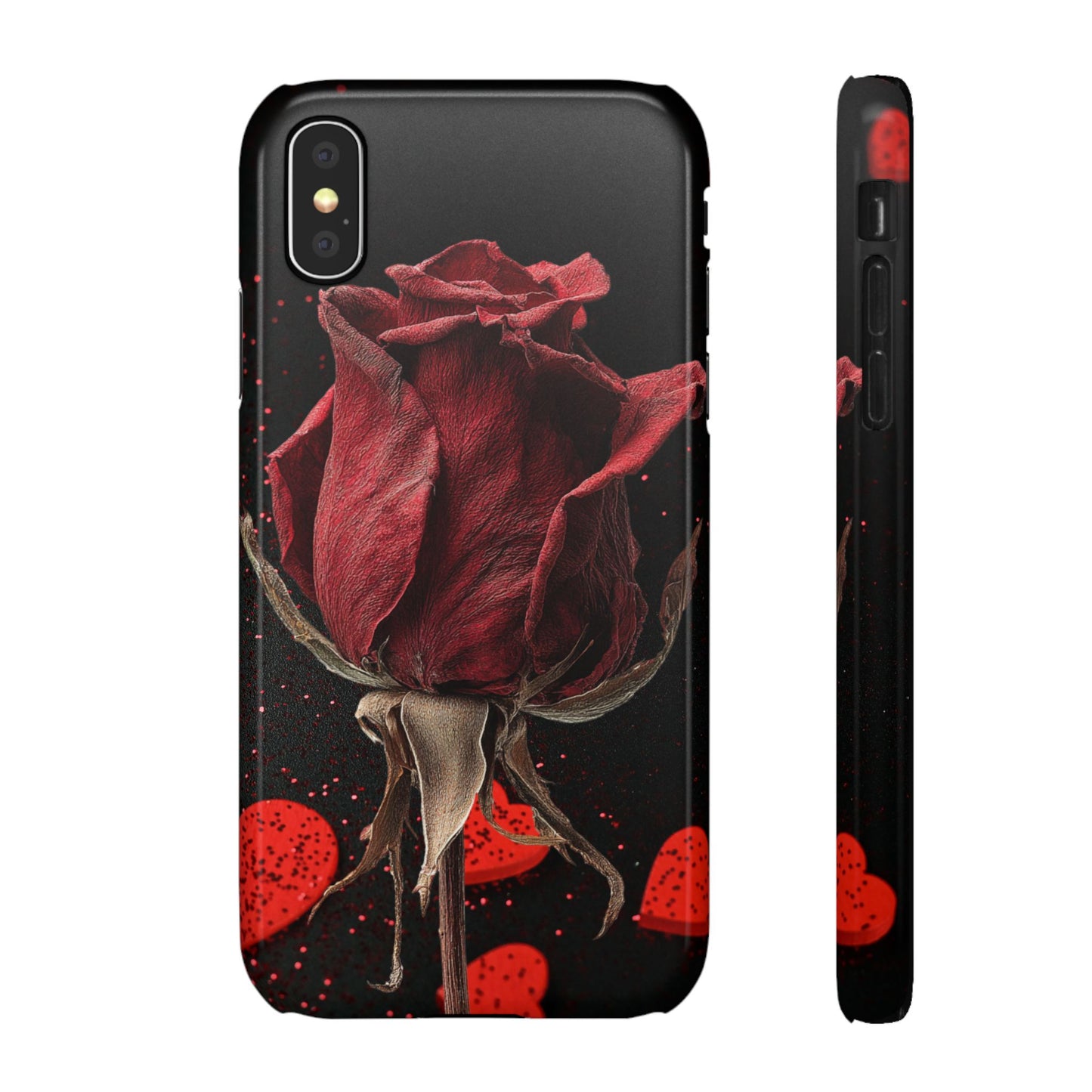 Romantic Rose Snap Case, Floral Phone Cover, Valentines Day Gift, Trendy Mobile Accessory, Heart Design Case, Elegant Phone Protector