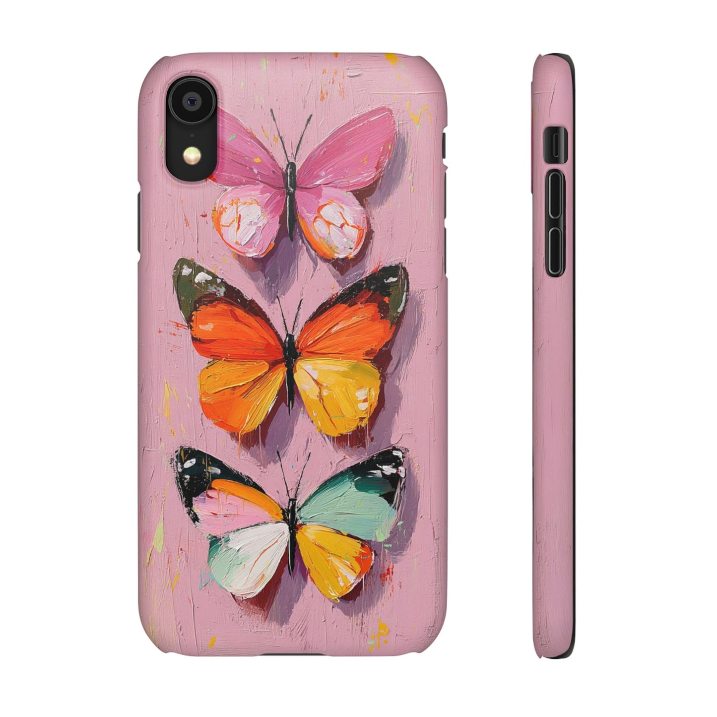 Pink Butterfly Snap Case Cover For iPhone and Samsung