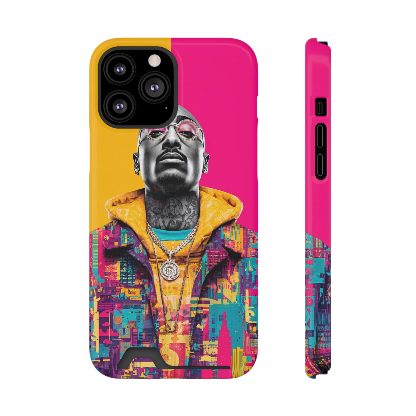 Vibrant Phone Case With Card Holder - Retro Style, Hip Hop Lover's Accessory, Colorful Gift, Music Enthusiast Essential, Unique Phone [...]