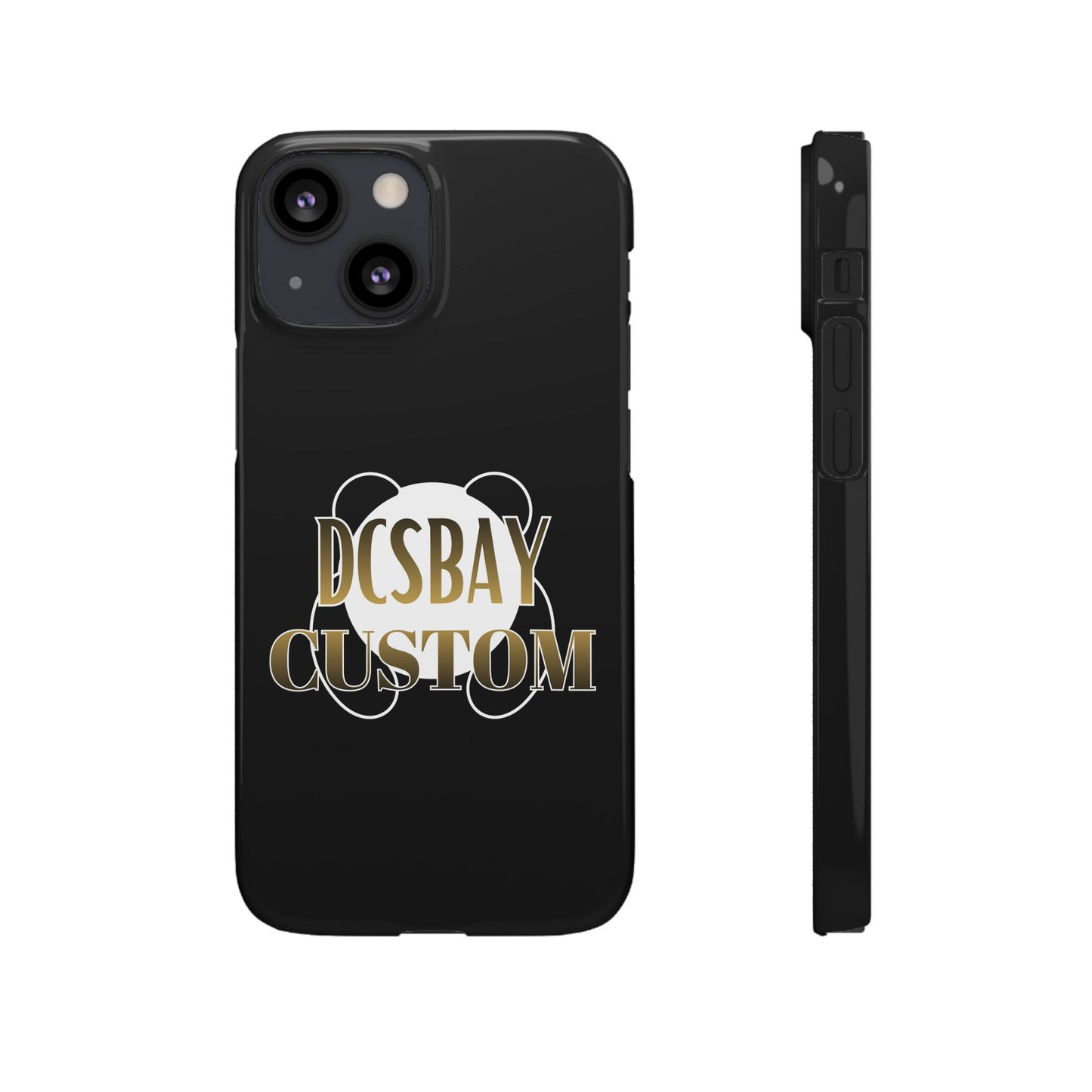 Phone Case — Glossy Black Custom "DCSBAY CUSTOM" Logo Snap Case