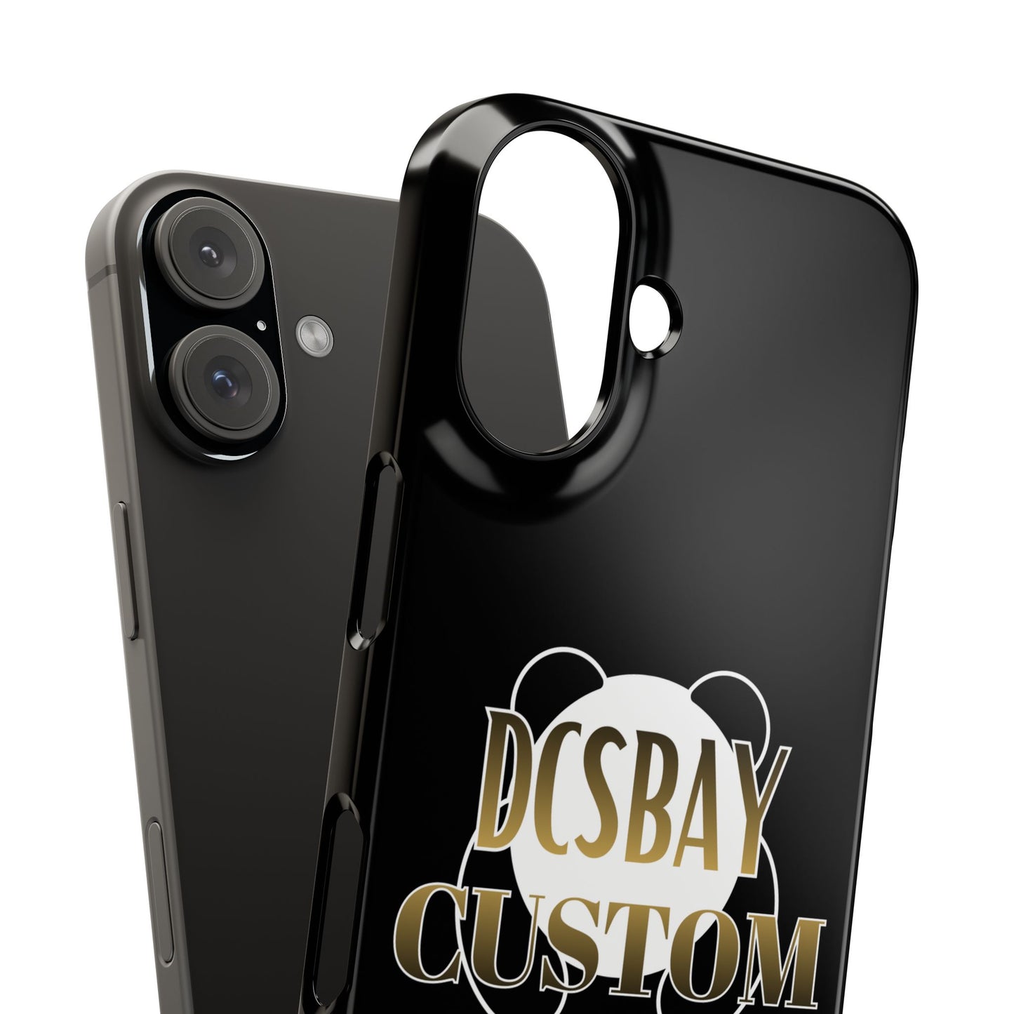 Phone Case — Glossy Black Custom "DCSBAY CUSTOM" Logo Snap Case