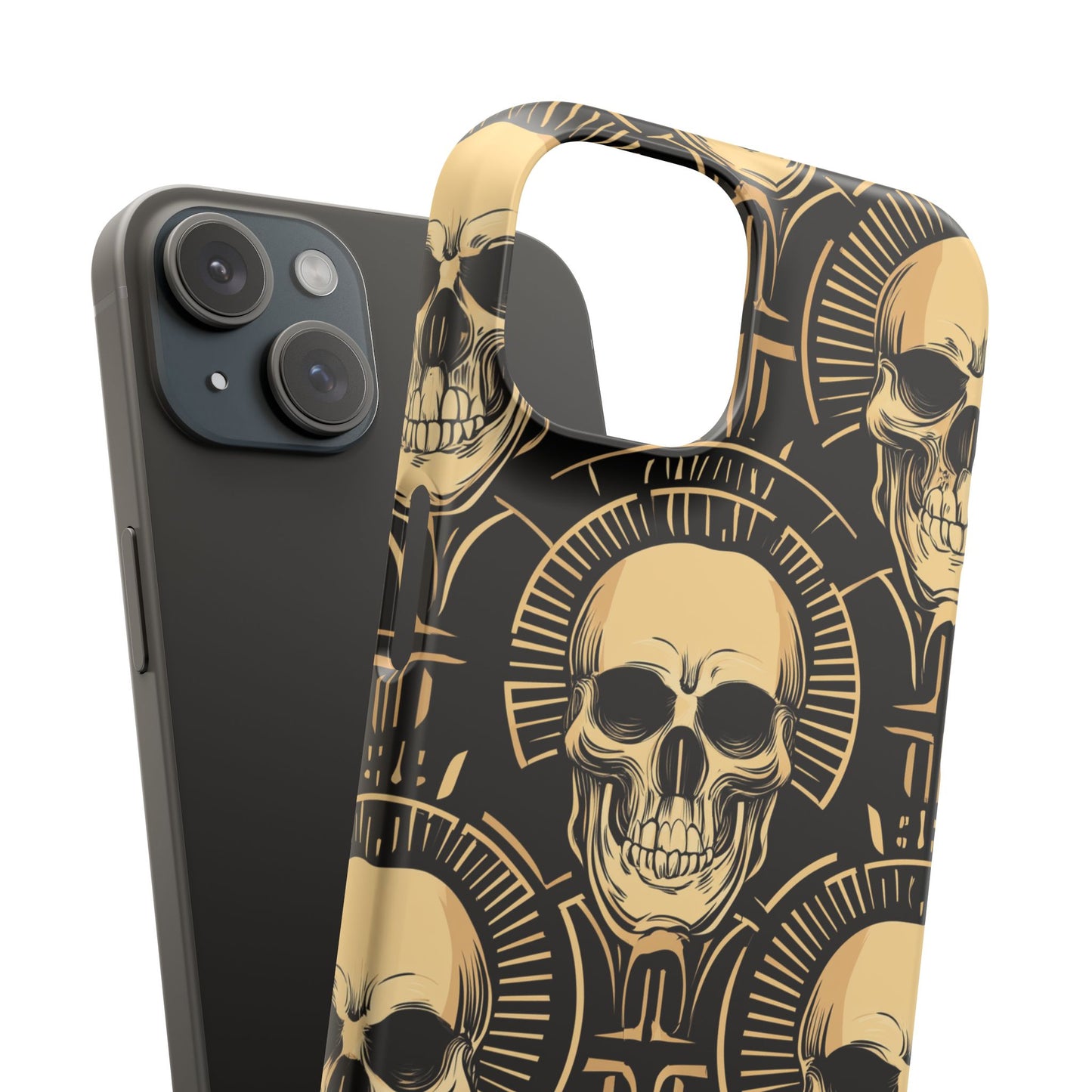 Skull Print Snap Case, Edgy Phone Cover for Goth Lovers, Protective Shell for Halloween, Unique Gift for Him or Her