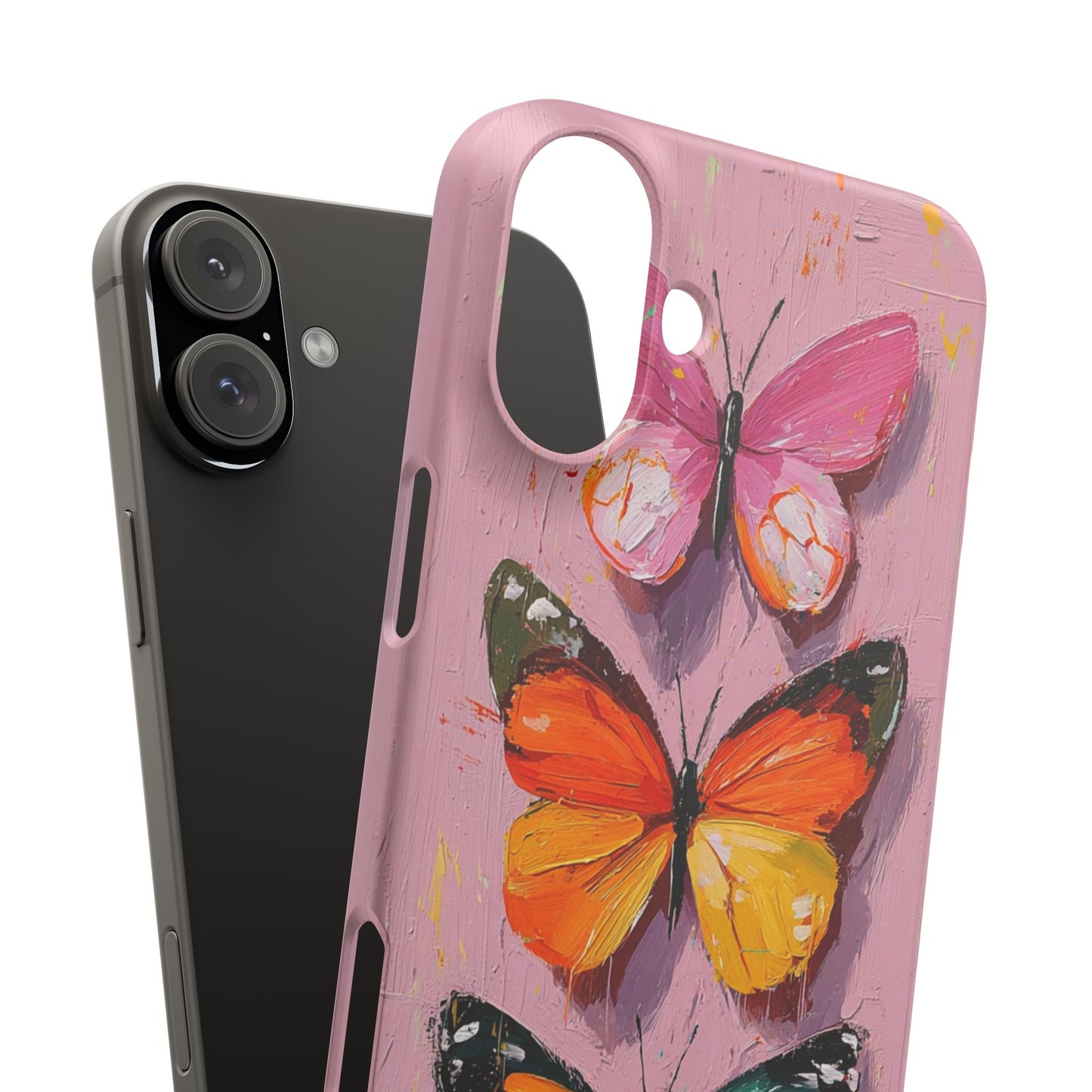 Pink Butterfly Snap Case Cover For iPhone and Samsung