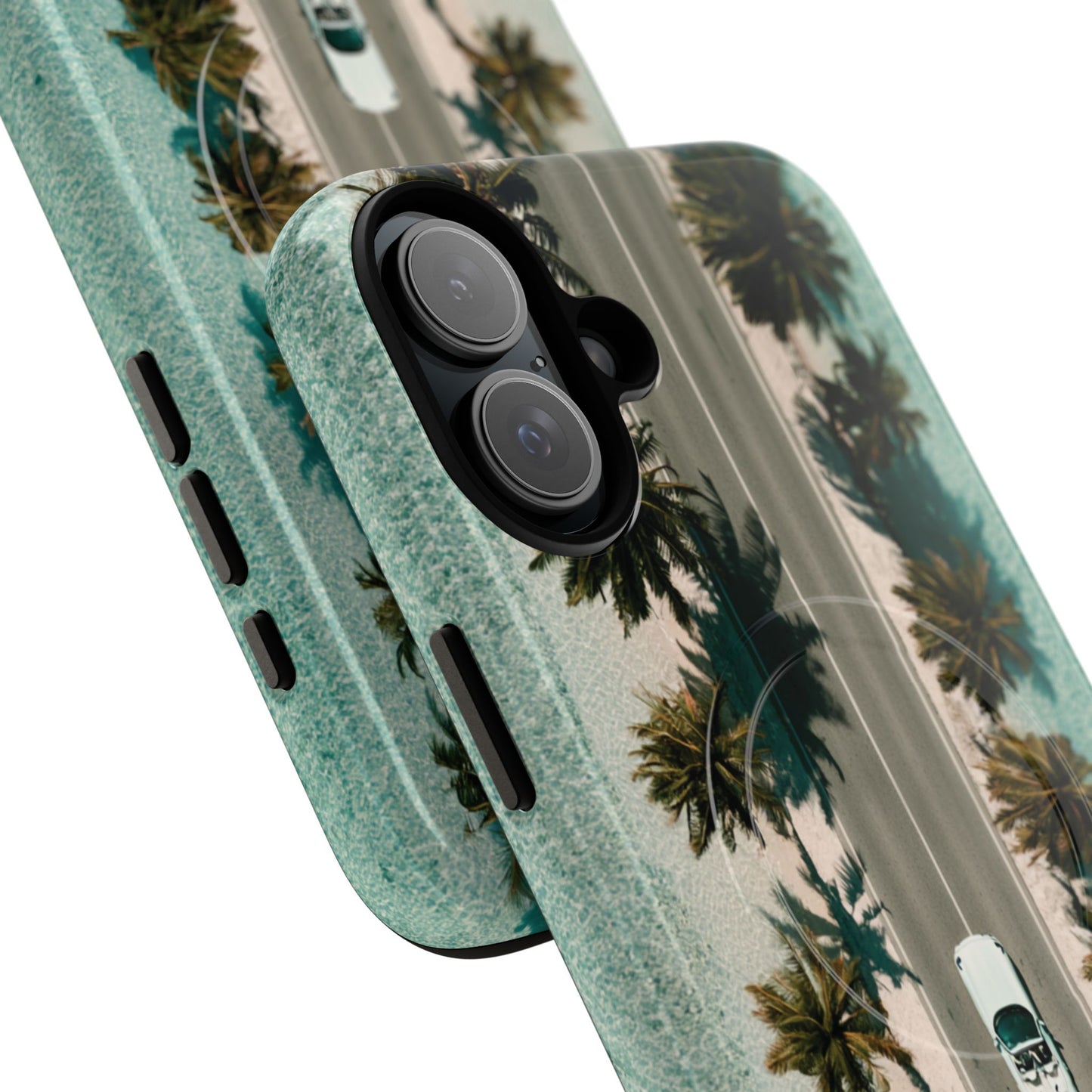 Palm Road Tough Magnetic Phone Case — Coastal Aerial Car Design