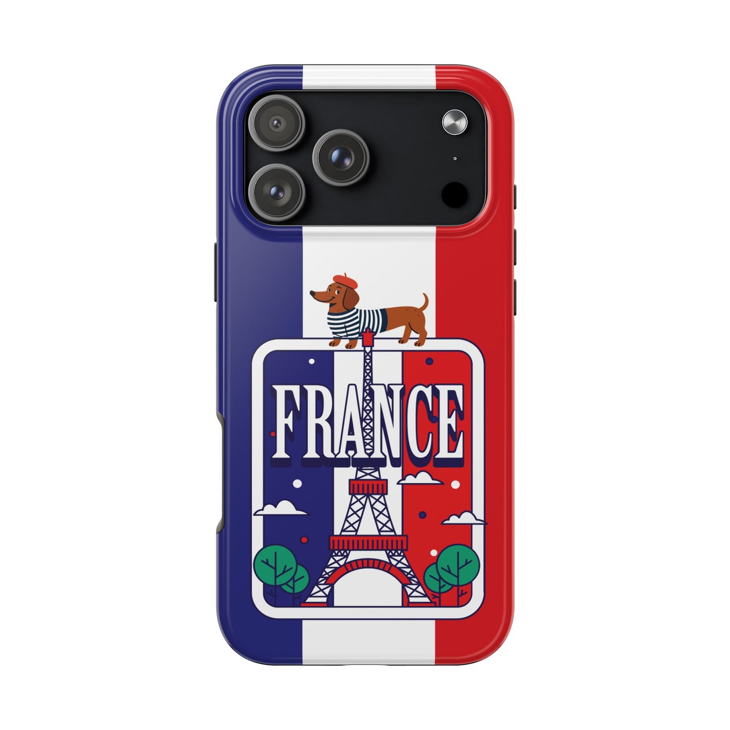 France Flag Dachshund Tough Phone Case — Eiffel Tower Travel Protective Cover