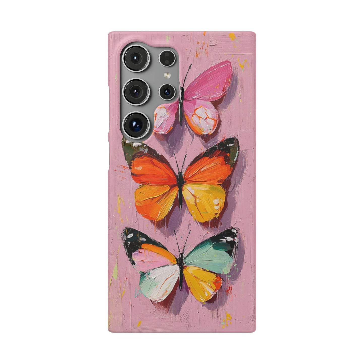 Pink Butterfly Snap Case Cover For iPhone and Samsung