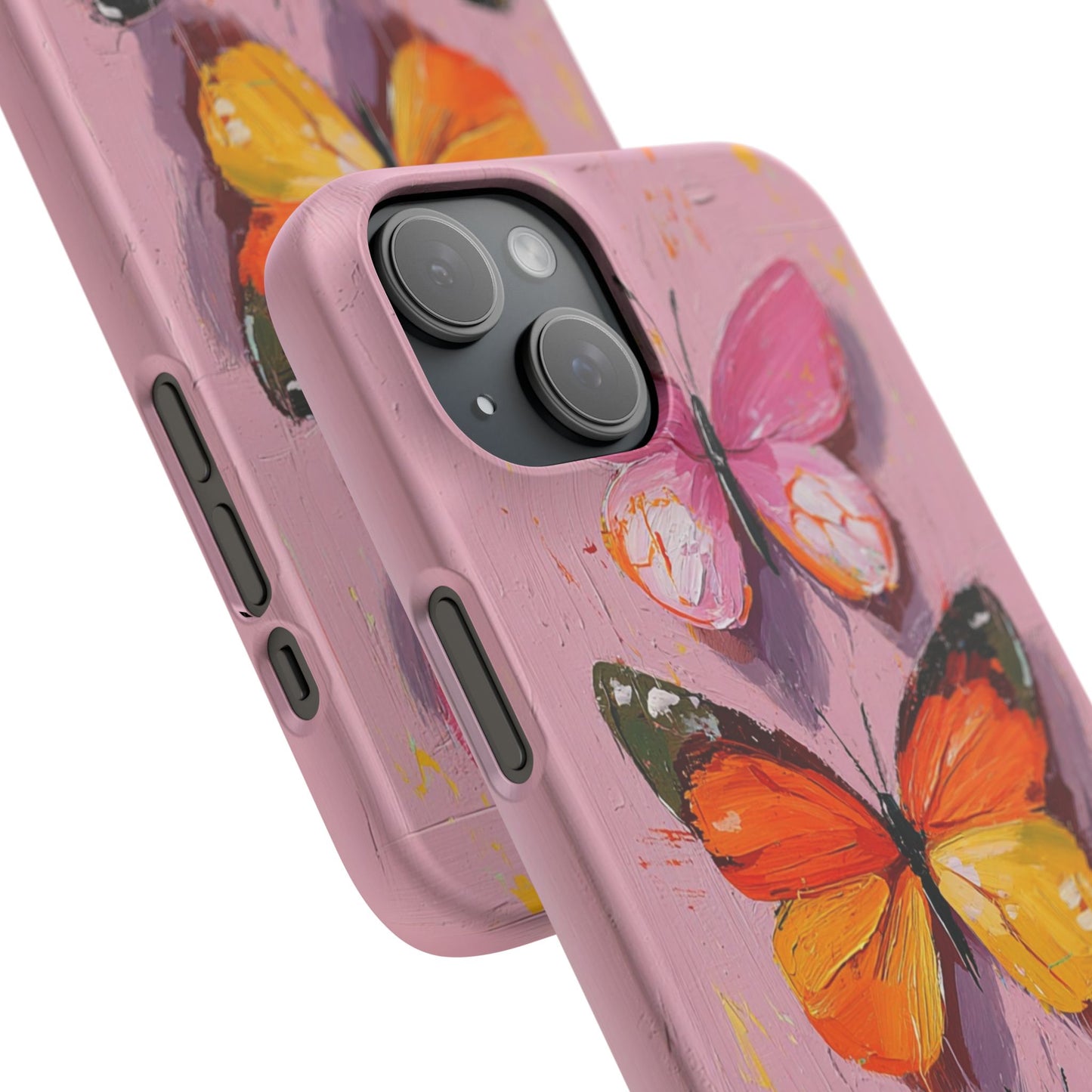 Pink Butterfly Snap Case Cover For iPhone and Samsung