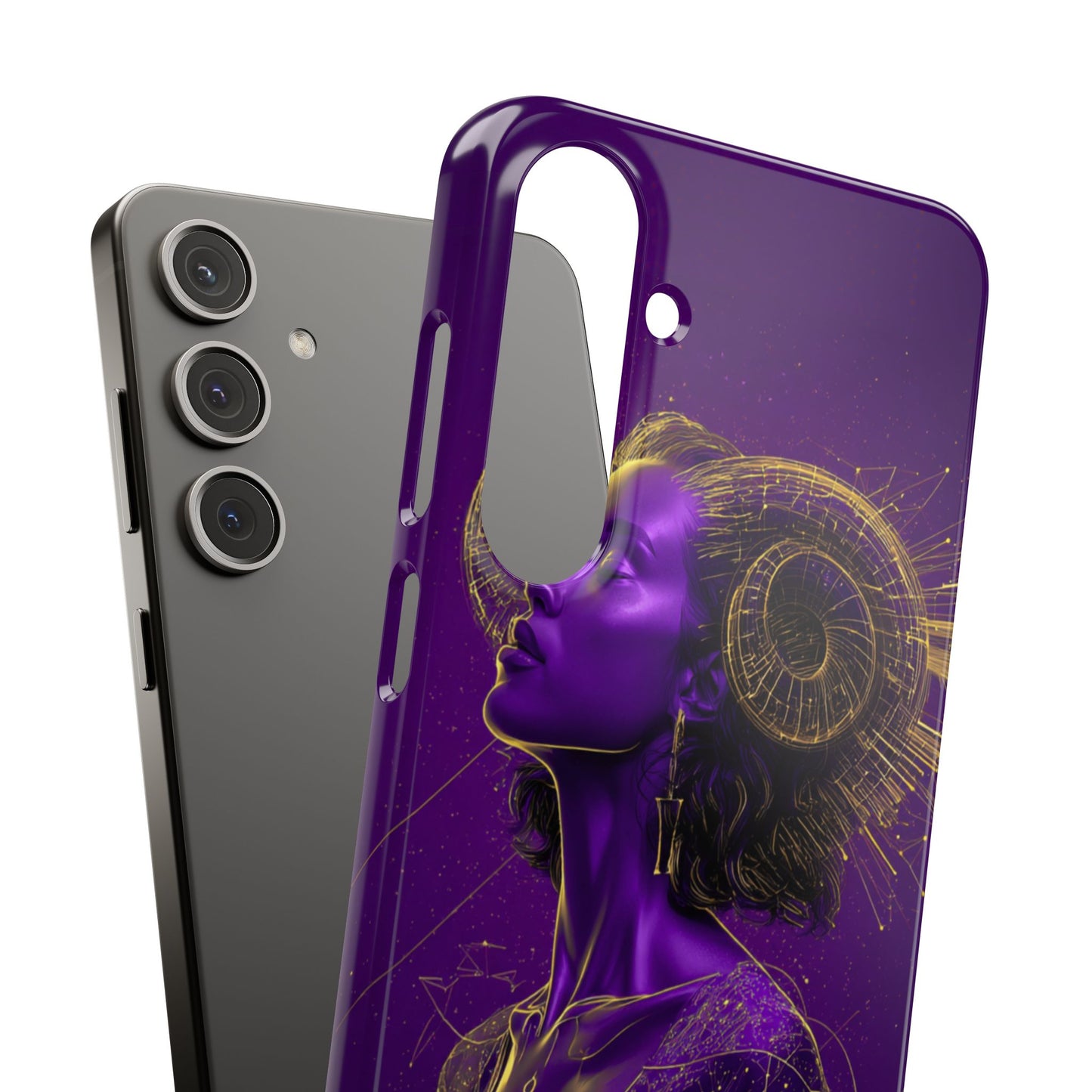 Purple & Gold Celestial Virgo Phone Case – Snap Cover for Samsung & iPhone